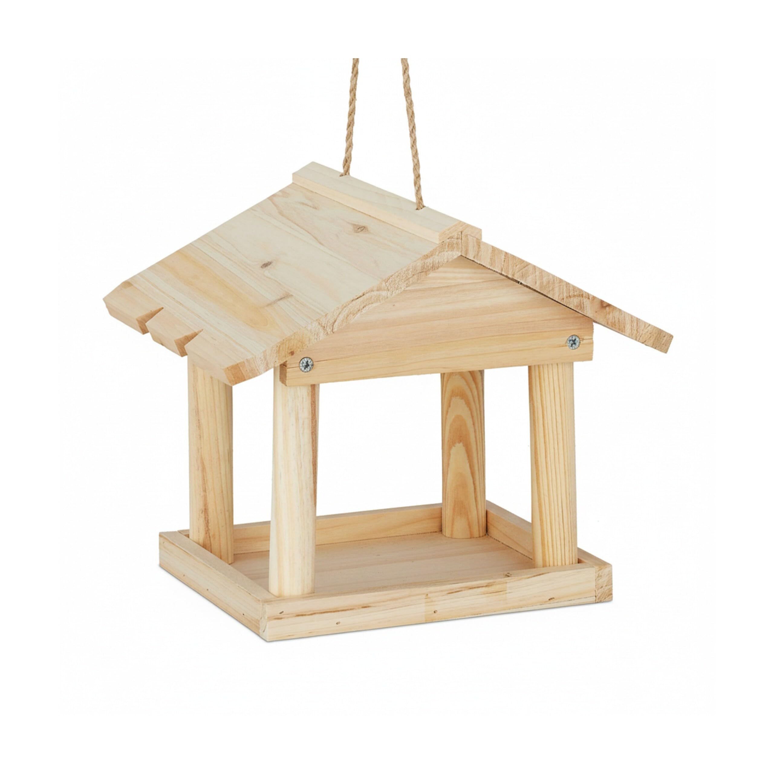Relaxdays Casetta per Uccelli da Appendere, per Giardino & Balcone, Legno Non Trattato, Mini Mangiatoia, Legno Naturale