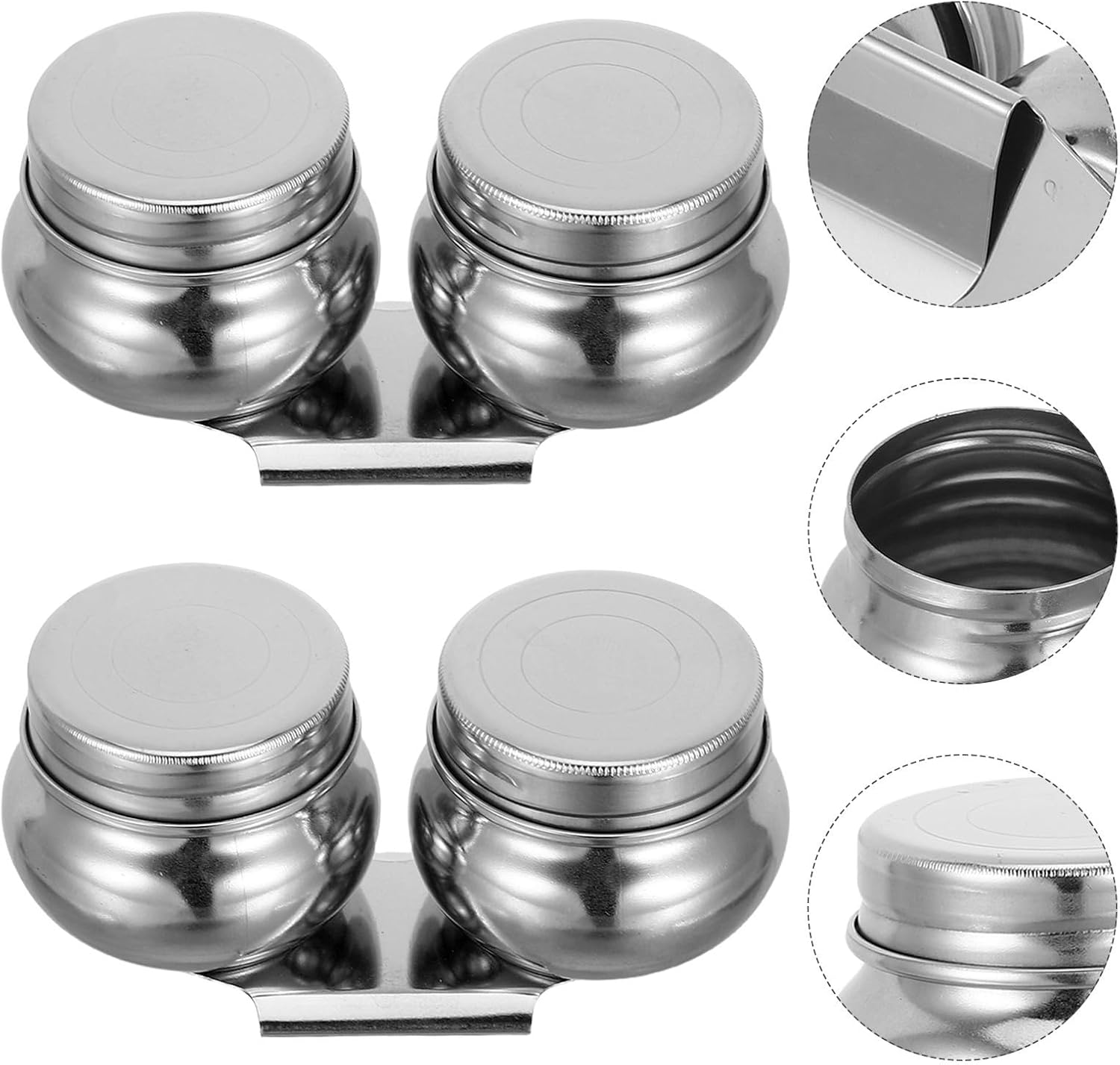 TEHAUX 2pcs Stainless Steel Oil Paint Brush Cleaner Container with Clamp, Portable Double Palette Cups for Artists, Sturdy Construction and Easy Maintenance, for Painting in Parks