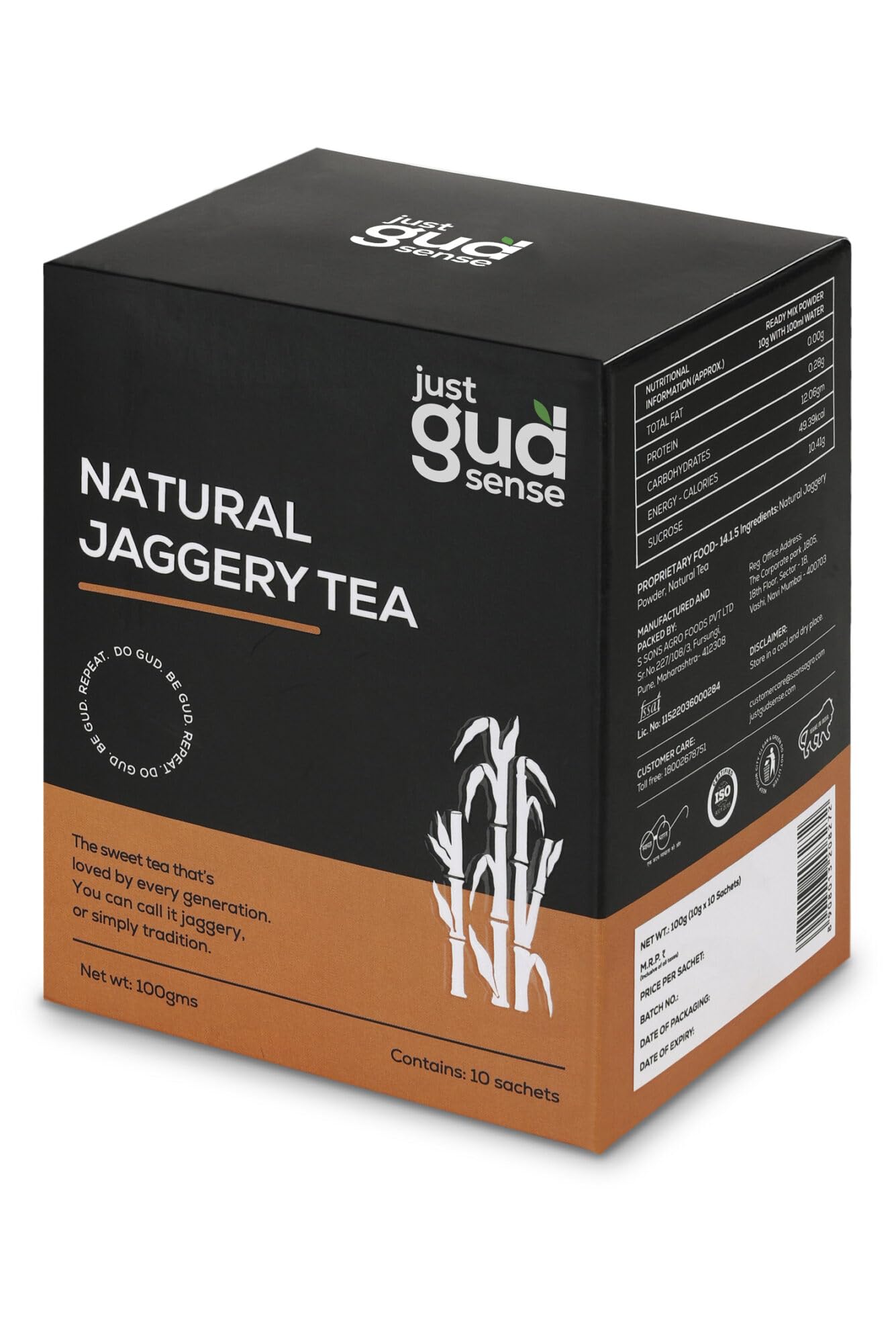 Just Gud Sense Jaggery Tea Premix, 100g (10 sachets of 10 Grams Each) (B0CCJGP79G) Amazon Price History, Amazon Price Tracker