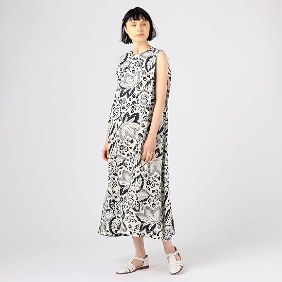 ebure  リネンフラワープリントノースリーブワンピース36 ebure リネンフラワープリントノースリーブワンピース36