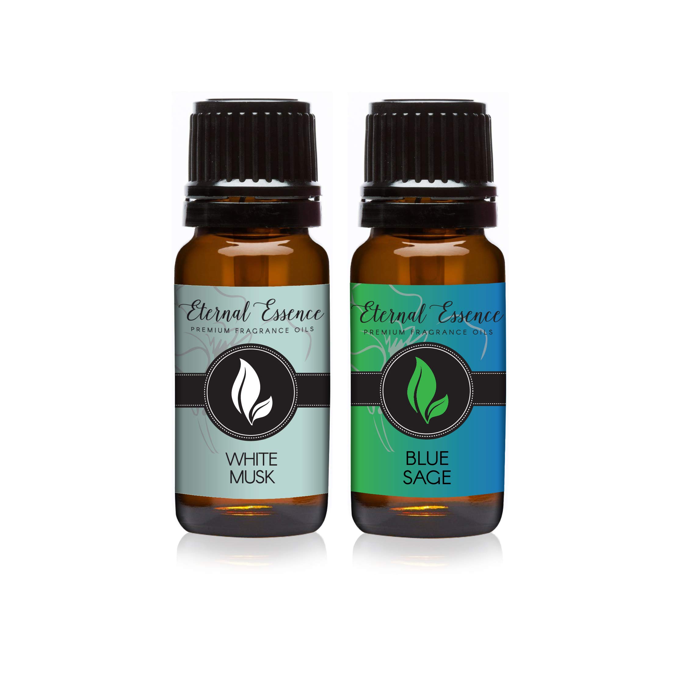Eternal Essence Oils 2 Pack 10ml Premium Fragrance Oil - White Musk &amp; Blue Sage - for Candle, Soap Making, Aromatherapy, Diffusers, Home Care, &amp; Humidifiers