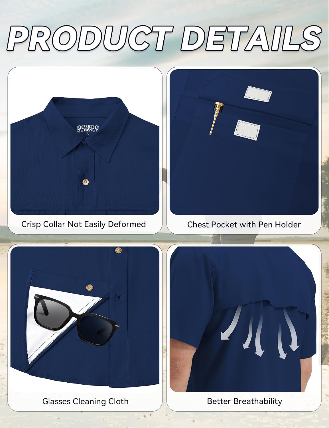 Mens Short Sleeve Sun UV Protection Shirt Cooling Quick Dry Fishing Shirts for Travel Outdoor Camping Hiking UPF 50+