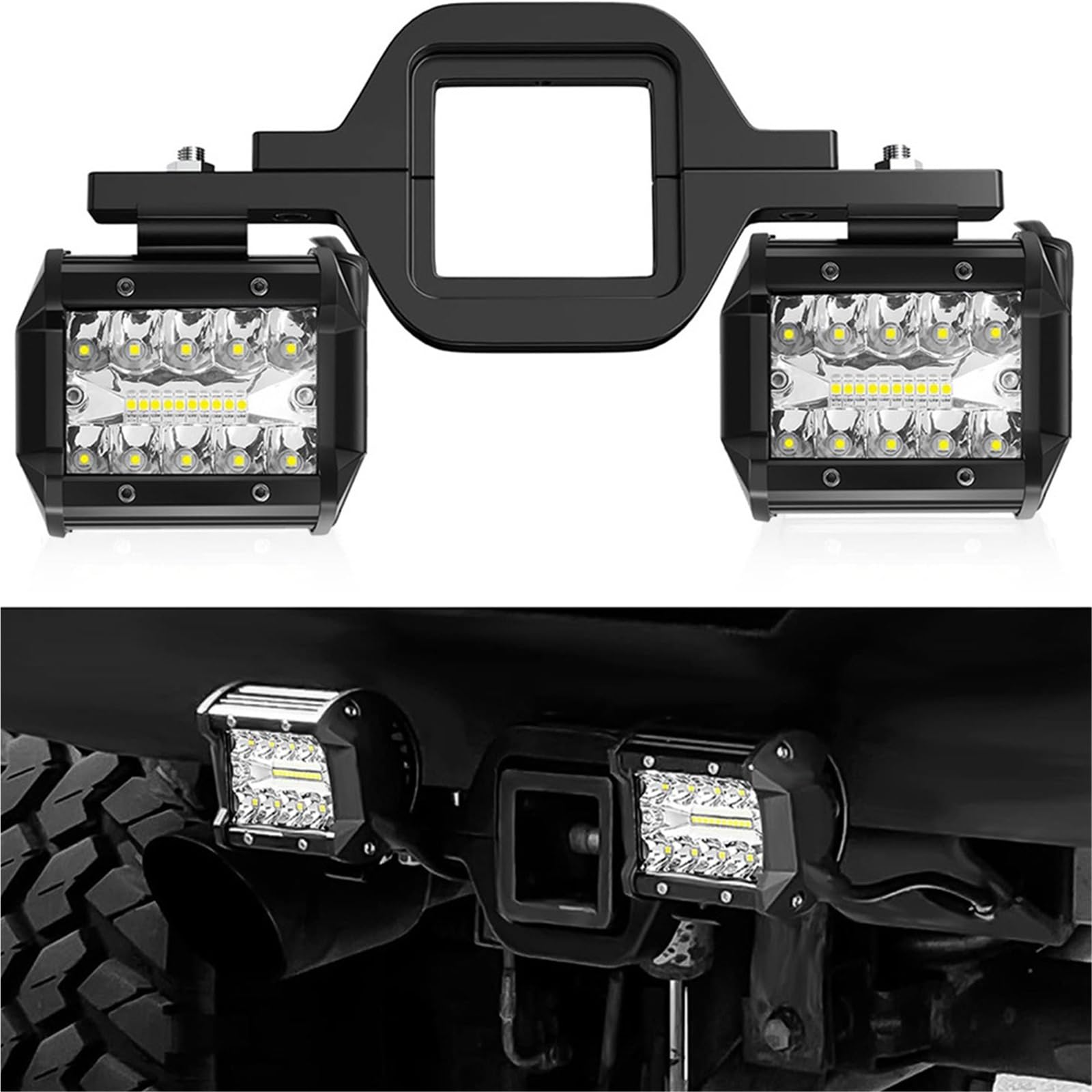 Bombilla Coche De Luz Trabajo LED 4 Pulgadas Bombilla LED | 2 Uds Barra Conducción Todoterreno 12-24V 2,5 Soporte Montaje Enganche Remolque