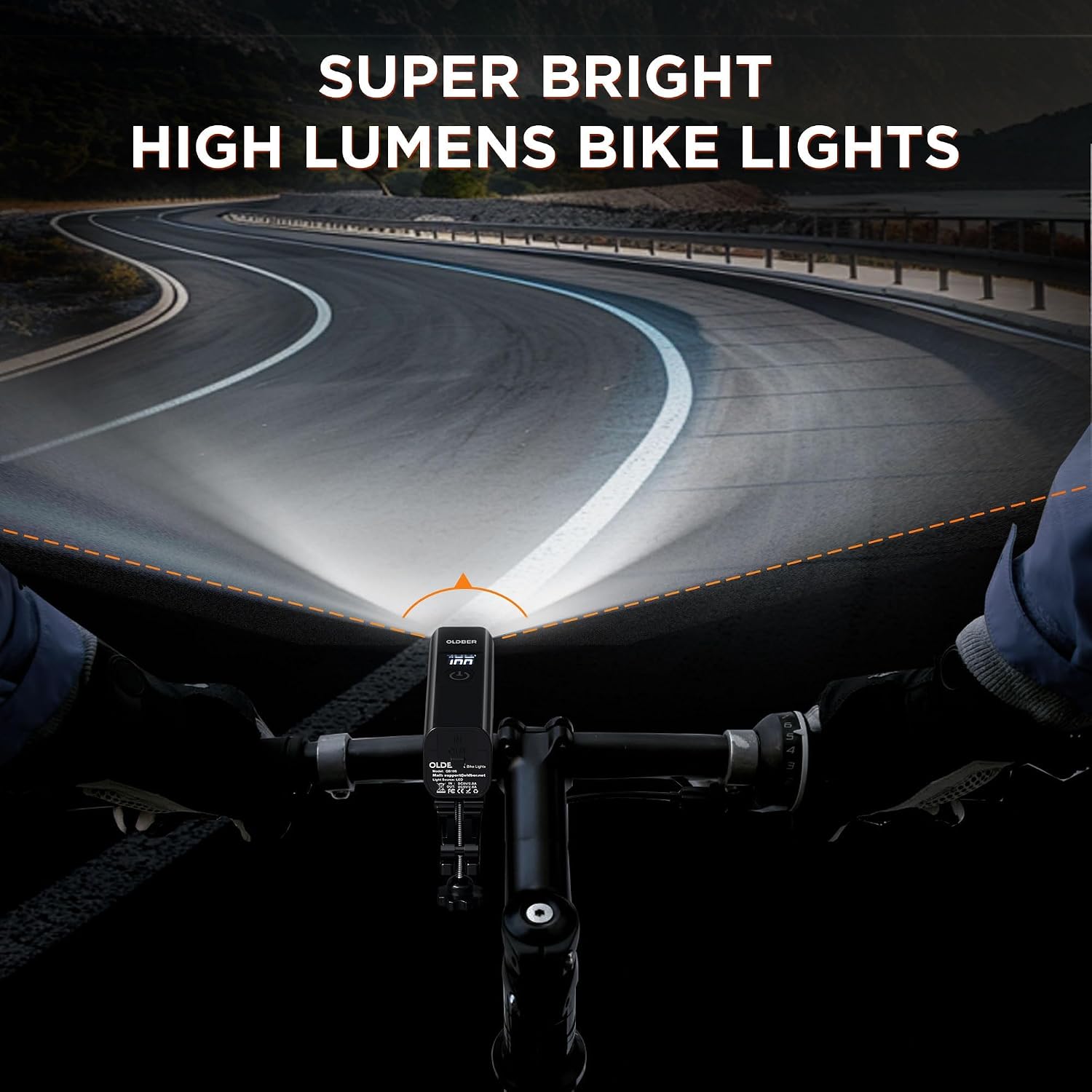 2025 New Bike Lights for Night Riding, Aluminum 1200 Lumens Rechargeable Super Bright Bicycle Headlight and Back Taillight, Waterproof LED Display 6+4 Modes Bicycle Lights Sets image 2