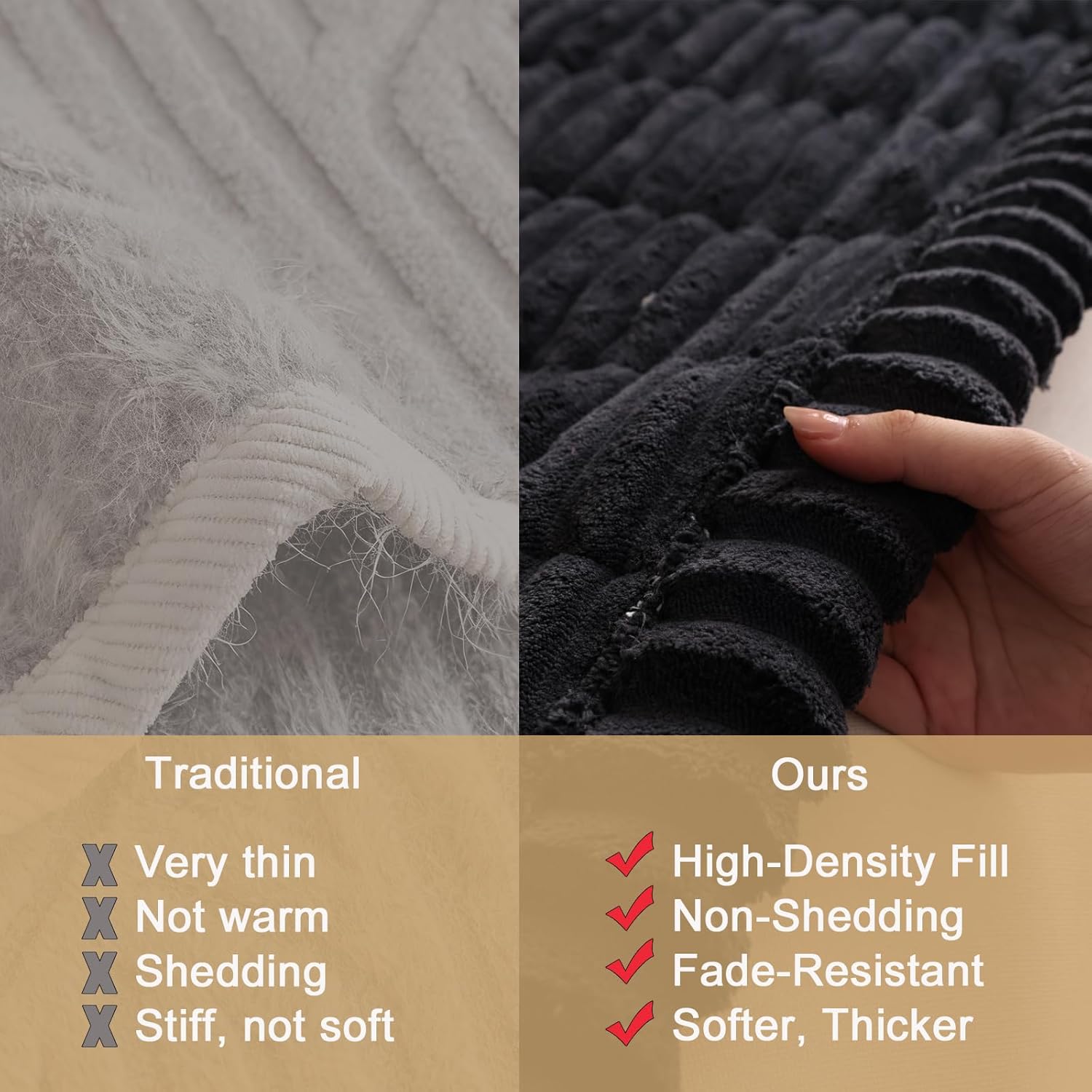 Pet Couch Cover Dogs Washable Non-Slip Pet Friendly, Fuzzy Couch Protector Dog Mat for Couches Sofas Sectionals Slipcover 3 Cushion Sofa Covers Thick Soft (Black, 27"x59")