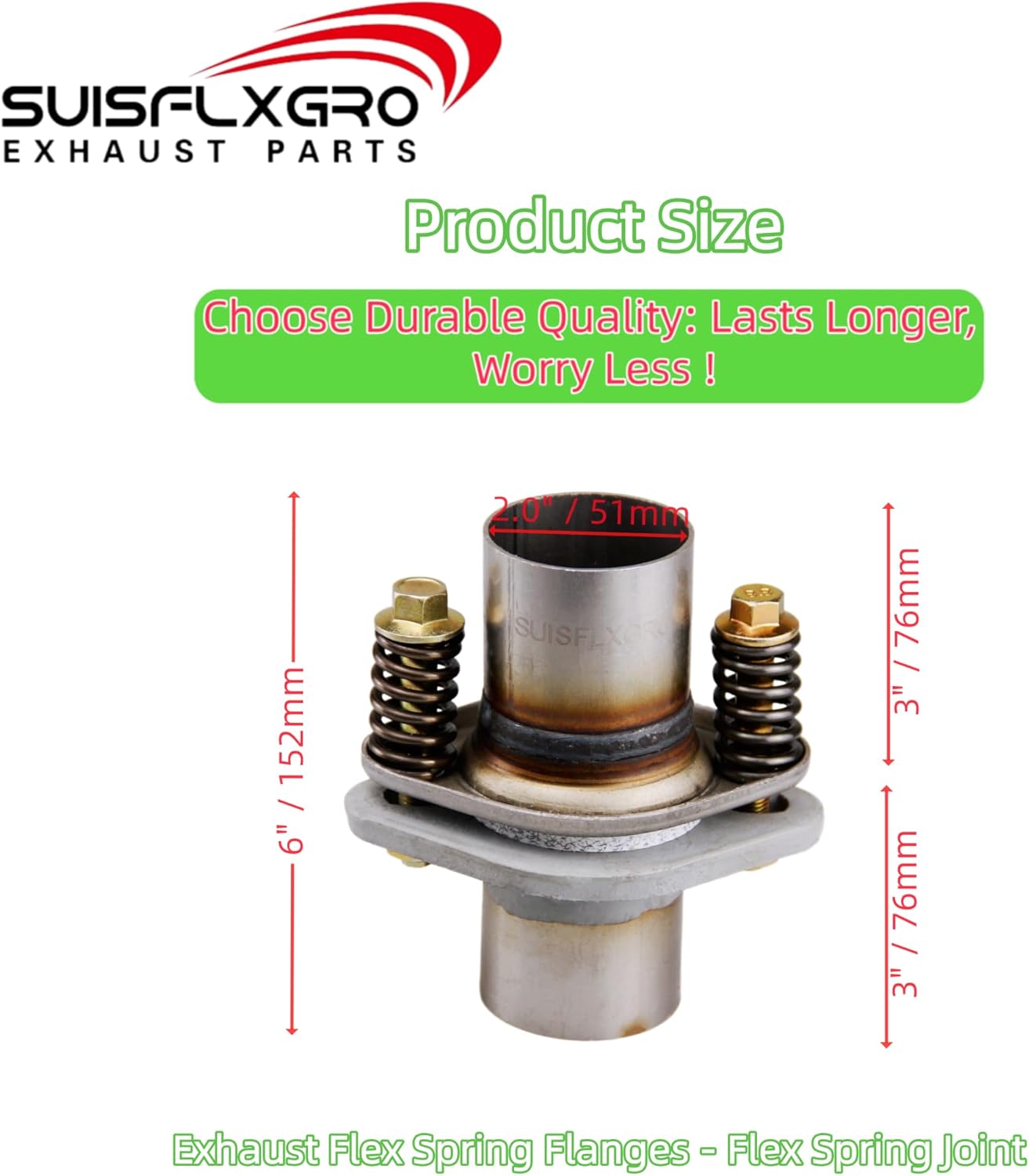 Exhaust Spring Joints Made Of 409L Stainless - Flat Flange For Aftermarket (2"X6")