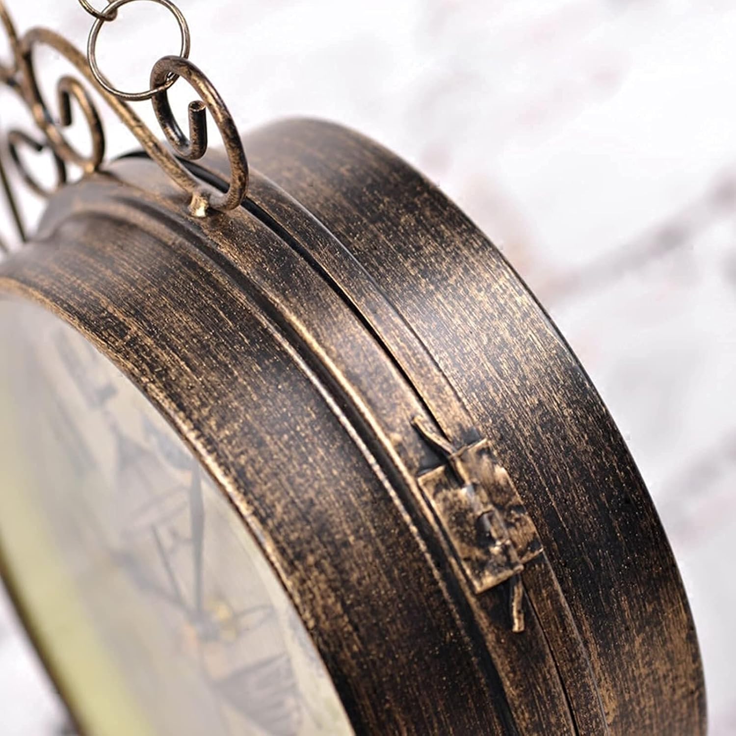 Outdoor Garden Double Sided Wall Clock 360° Rotatable Vintage Station Clock Waterproof Silent Iron Frame