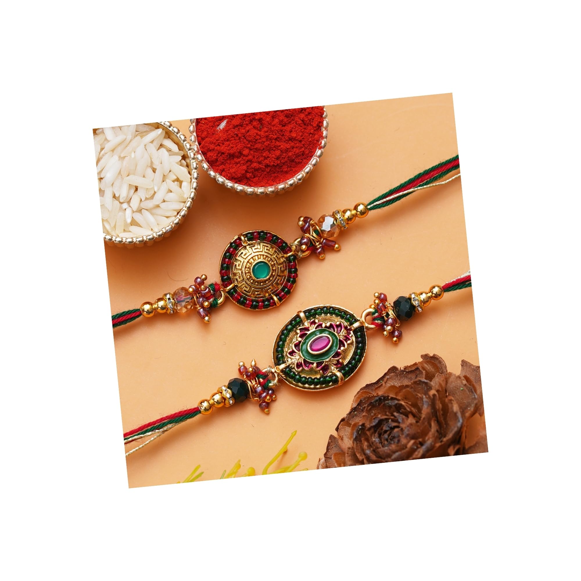 eCraftIndia Set of 2 Beautiful Designer Rakhis for Brother, Bhabhi, Kids with Roli Chawal Pack (B0CYXJ88XK) Amazon Price History, Amazon Price Tracker