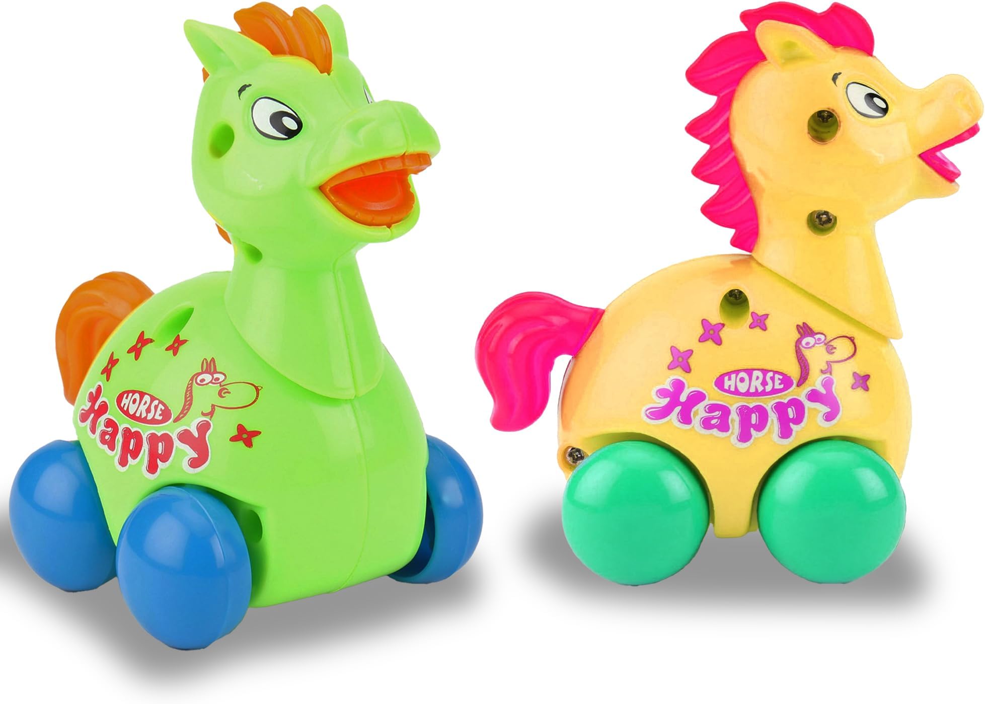 KiddyBuddy Toys for Kids – Pack of 2 Pcs, Cartoon Horse Wind Up Toys for Kids, Indoor Games for Kids, Crawling Baby Toys, Wind-Up Key Horse Toys for Children