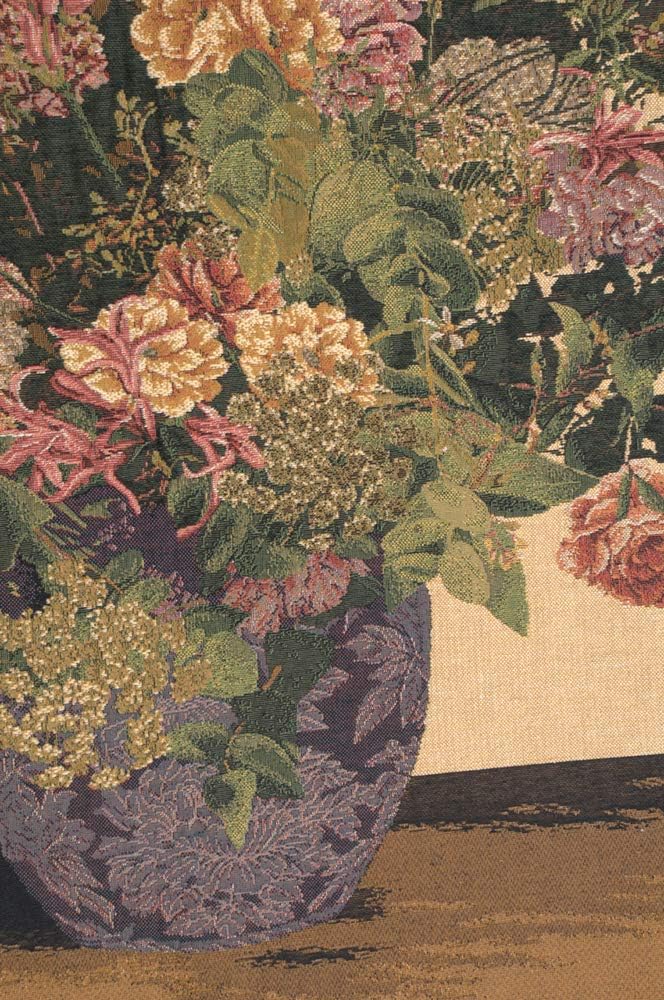 Floral Congregation Beige European Tapestry - 52 in. x 52 in. cotton/viscose/Polyamide by James Lee