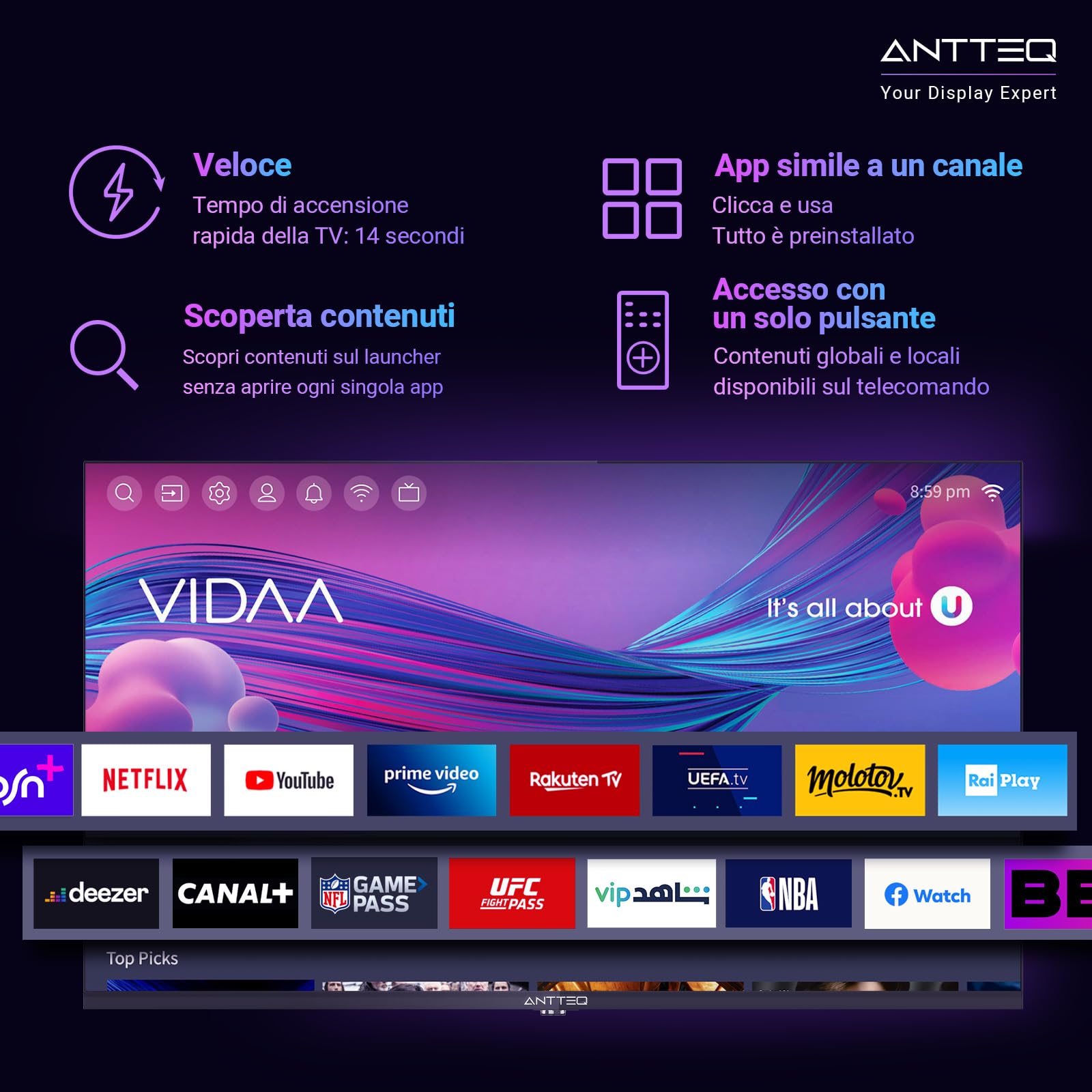 AV24H3 Smart TV 24 Pollici Con Streaming Online - Dettaglio