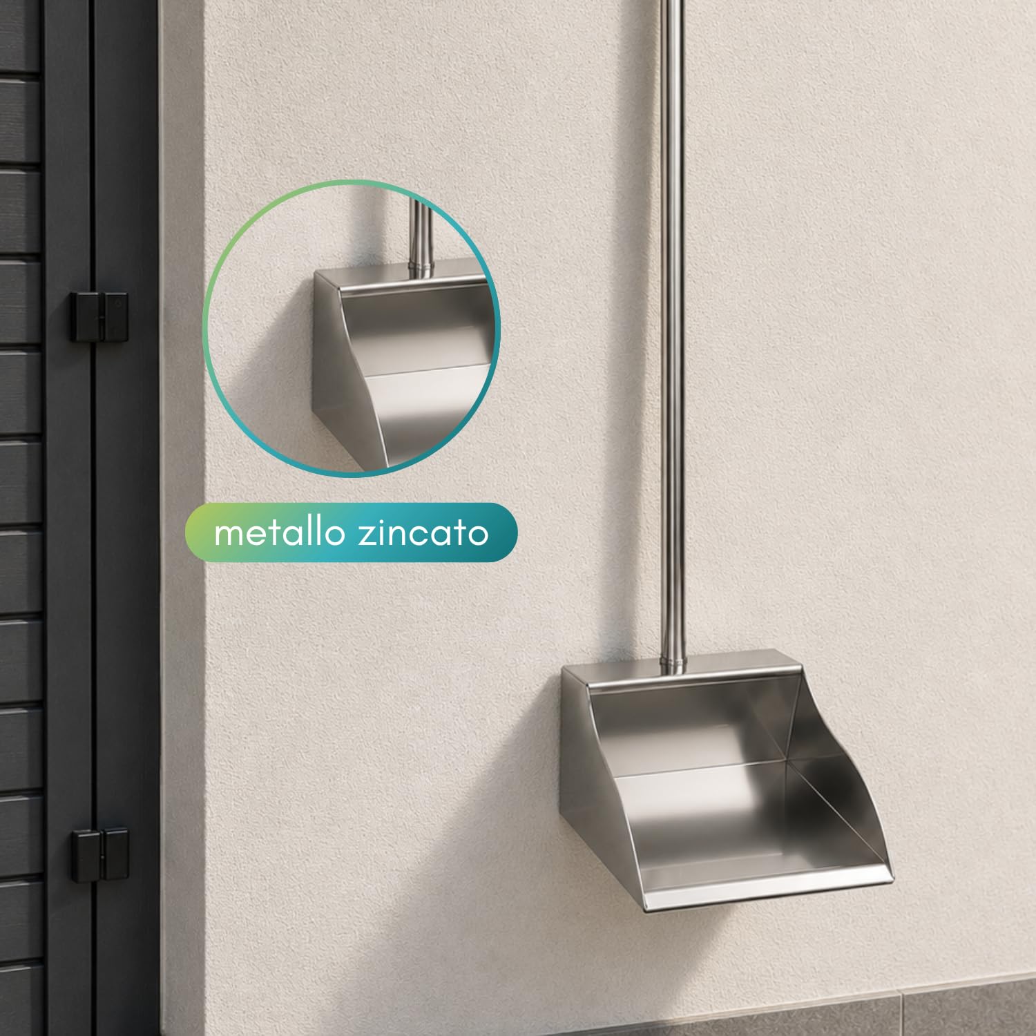 VIRSUS Set Scopa Saggina a 4 Fili + Paletta in Metallo Zincato, Scopa con Manico in Legno da 89 cm e 4 Cuciture, Paletta Antiruggine Manico 67 cm, per la Pulizia degli Esterni, Giardino, Viale -F