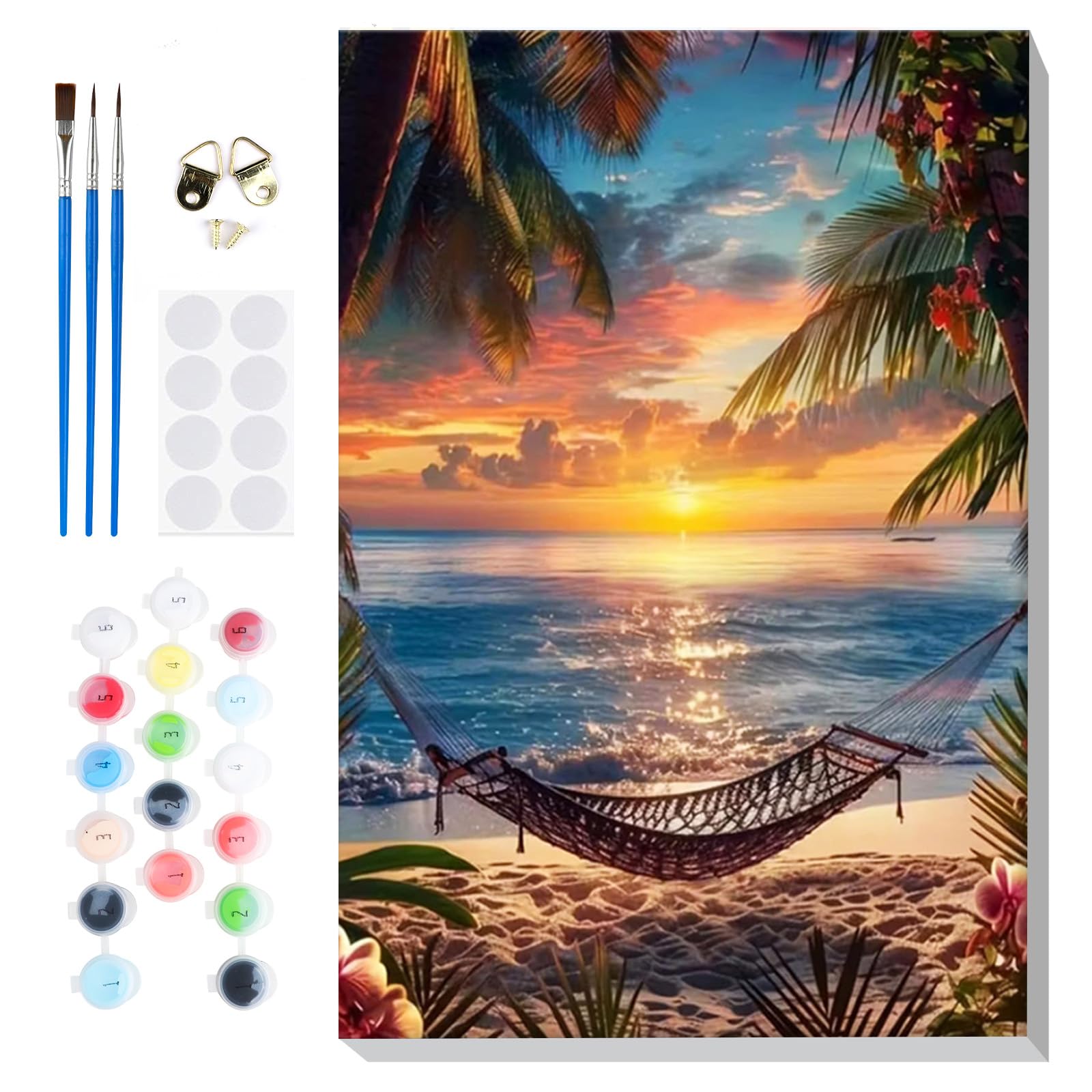 Lxmsja Paint by Numbers Beach for Adults Beginners with Frame, Painting by Numbers Seascape on Canvas, DIY Acrylic Landscape Painting Art and Crafts Kit Gifts for Home Wall Decor, 8x12in