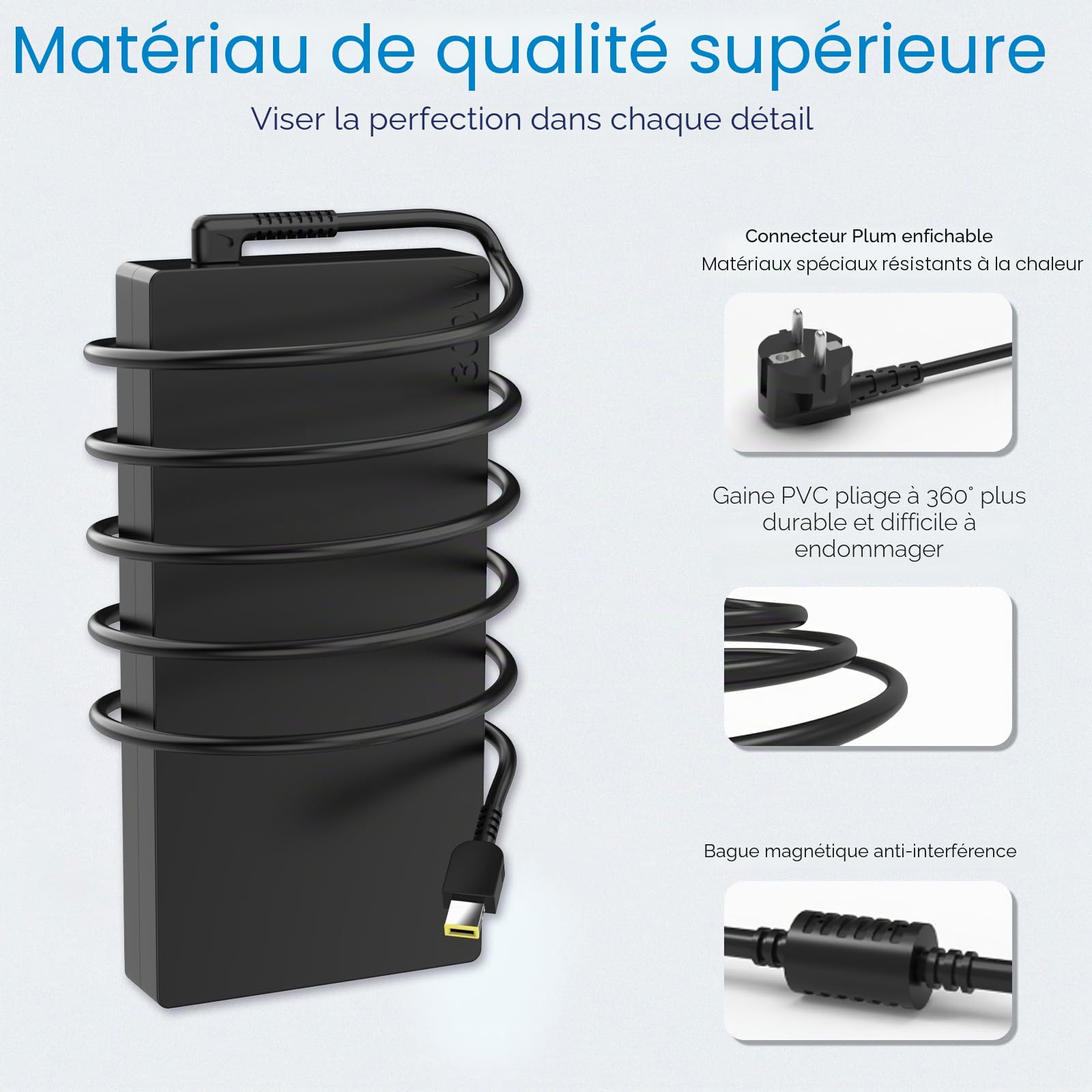 Chargeur Slim Tip 300W 20V 15A Compatible avec Lenovo Legion 5 5i 7 7i, Pro 5 5i, Adaptateur Secteur pour ThinkBook 16p, Yoga AIO 7, ThinkCentre M70q, ThinkStation P3 Tiny, 5A10W86289 PC Portable