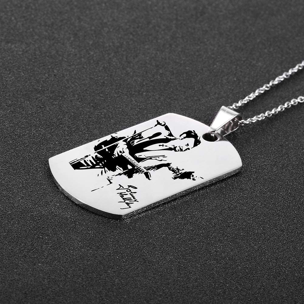 Johnny Hallyday Pendentif Collier Chaîne en Acier Inoxydable Bijoux Homme Cadeaux Souvenir Fan, Emballage de boîte Cadeau