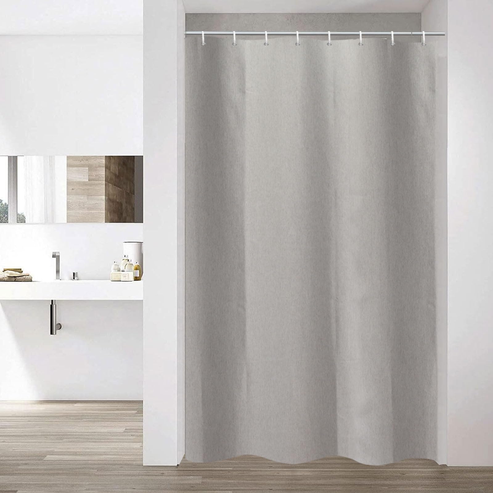 YISURE Narrow Linen Textured Shower Curtain 120x200cm