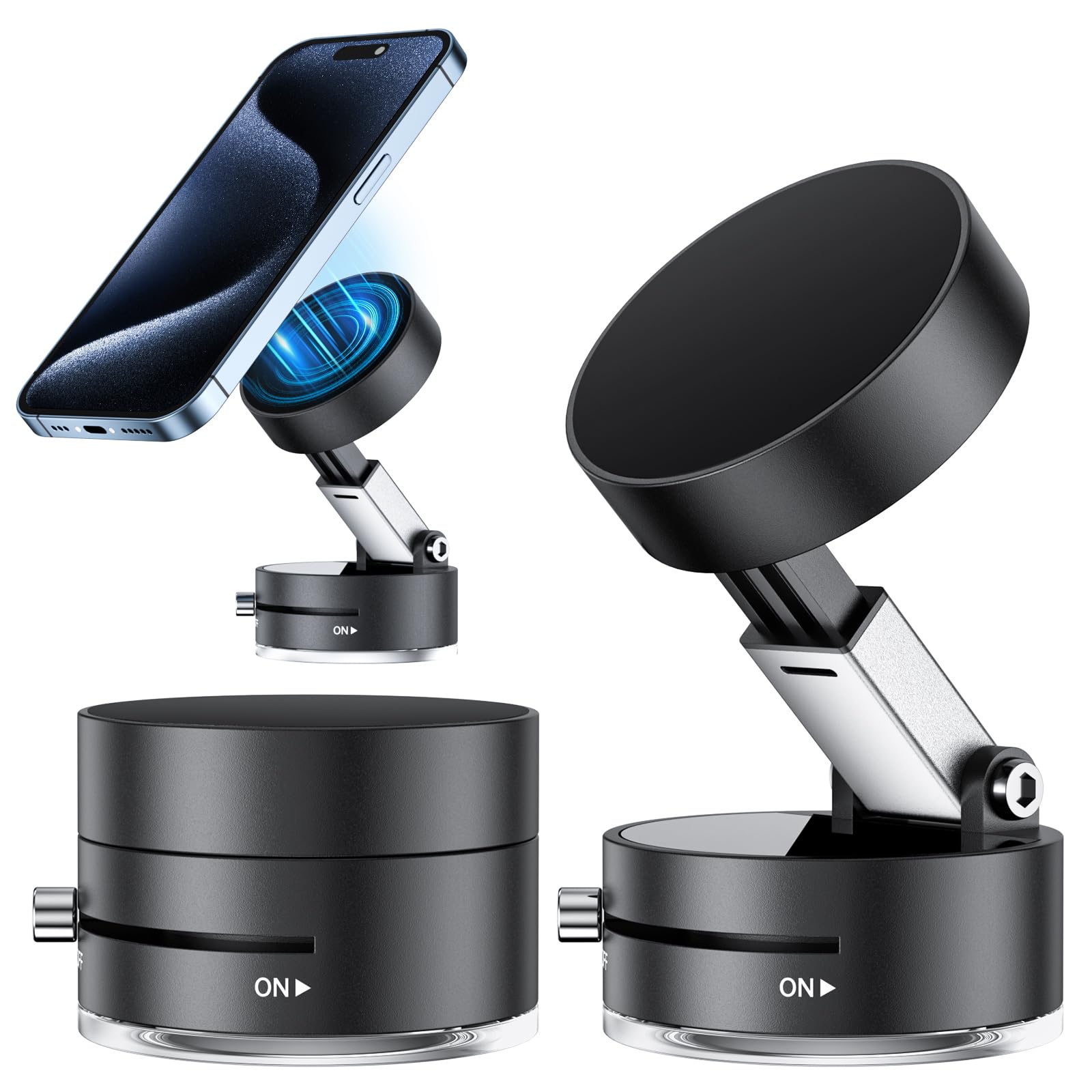ALIANSHENG 2025 New Vacuum Magnetic Suction Phone Holder Magnetic Suction Phone Mount Foldable and Retractable Double-Sided Phone Holder