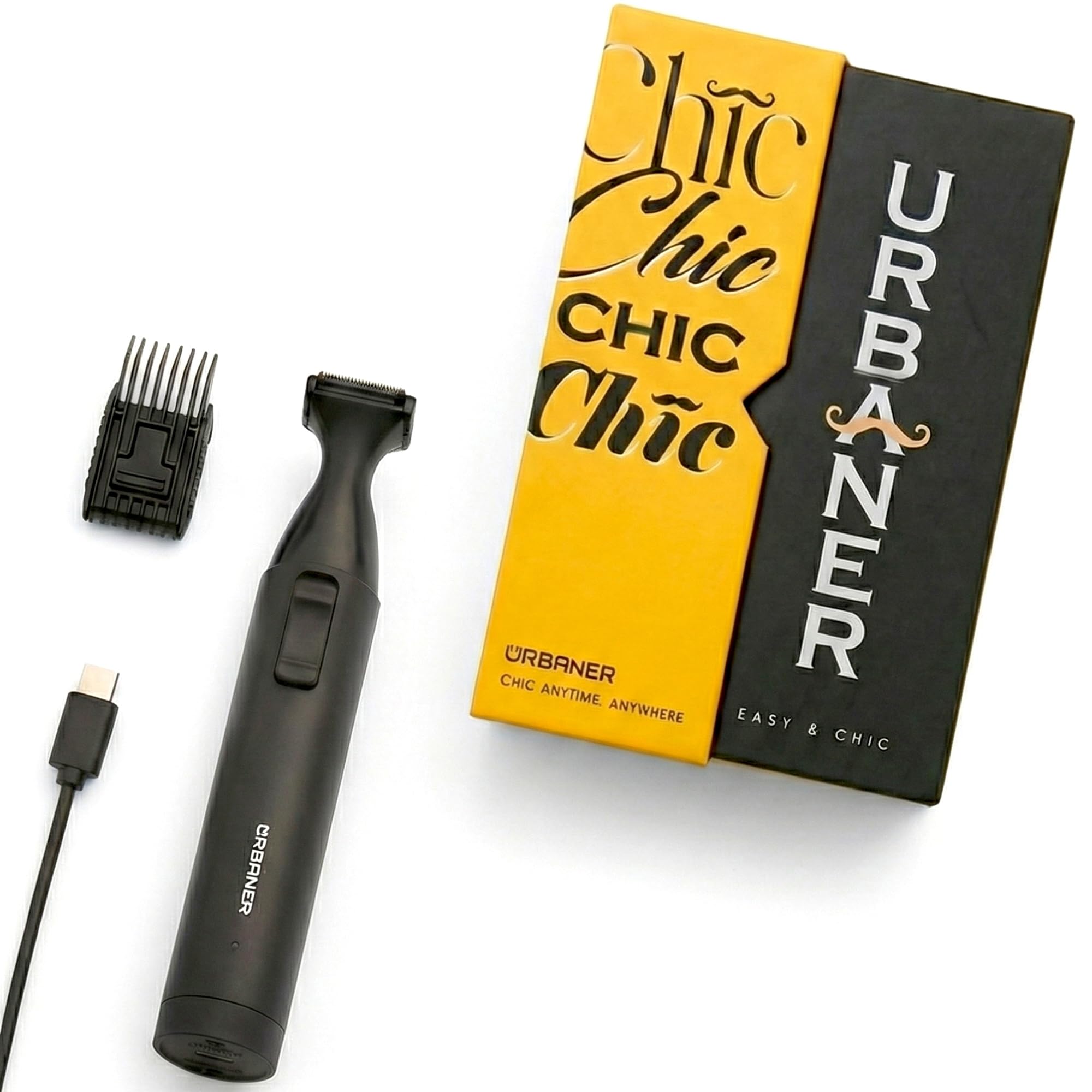 URBANER ヒゲトリマー メンズ USB急速充電 充電式 ディテールまで整えられる設計(きわぞり対応) 髭造型ツール付き IPX8防水 丸ごと水洗いOK 0.5mm〜14mm 5段階調整 小型軽量 旅行用 日本語取扱説明書付き バリカン メンズ