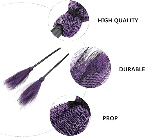 Miniatura 8 de 2 escobas de bruja de Halloween, escoba de bruja de plástico para disfraz, escoba de bruja malvada para Halloween, cosplay, fiesta, baile de