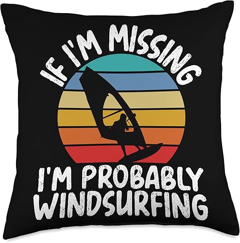 Windsurf Windsurfer Surfer Apparel Windsurfing Surfing Board Water Sports Throw Pillow 18x18 Multicolor