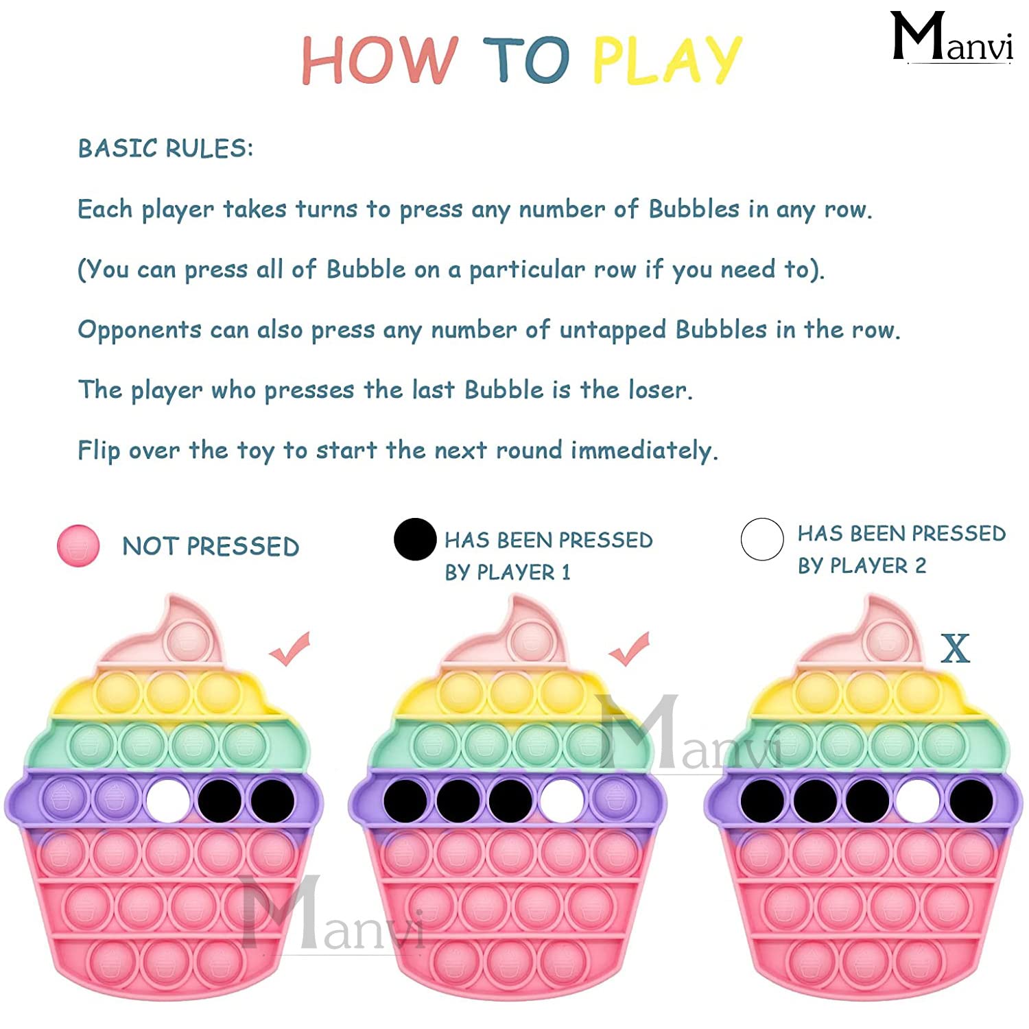 MANVI Fidget Toy for Kids, Small Pop it for Kids, Stress Relief for Adults, Different shape Popper for Kids- Multi color (Android, square, Shaker) 4