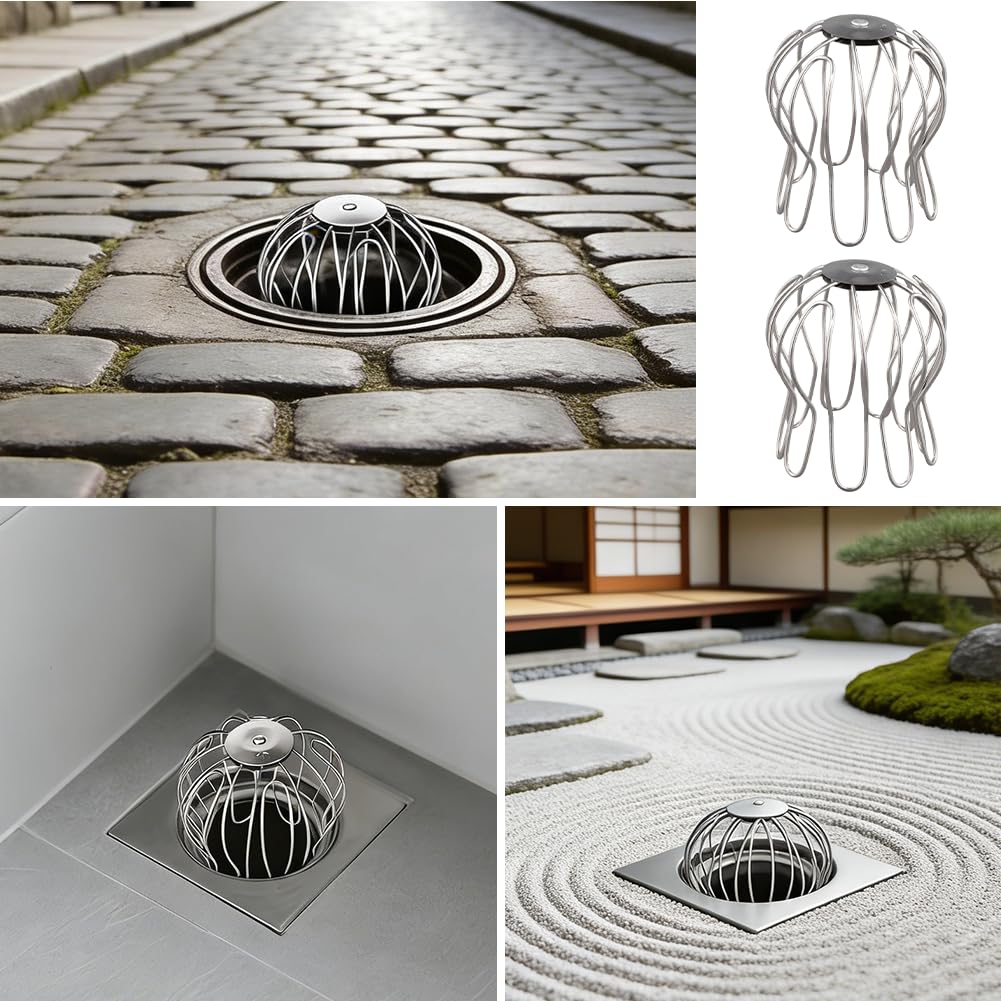 2 Unidades Protectores de Canalón, 90 a 100 mm Protector de Canalones de Acero Inoxidable Filtro de Hojas para Bajantes de Desagüe Canalon Desague Terraza Rejillas para sumideros
