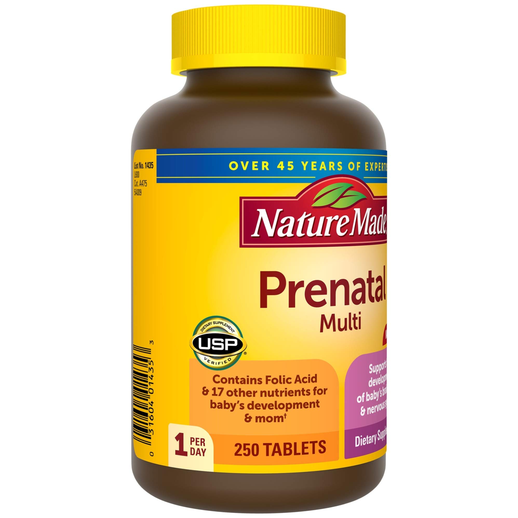 Nature Made Prenatal Multi, 250 Tablets, Folic Acid + 17 Prenatal