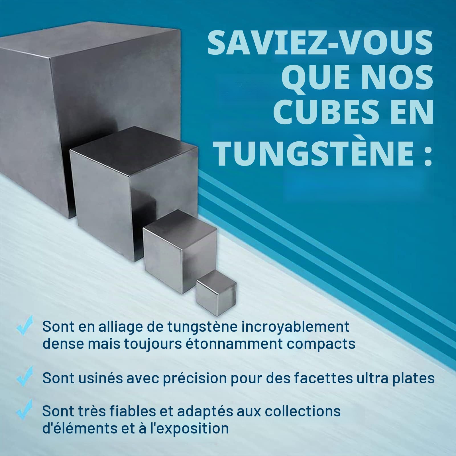 COYOUCO Cube en tungstène Cube de densité métallique Cube d'éléments à Haute densité en métal Pur pour Collections d'éléments Expérience de Laboratoire Matériel Passe-Temps,30 * 30 * 30mm