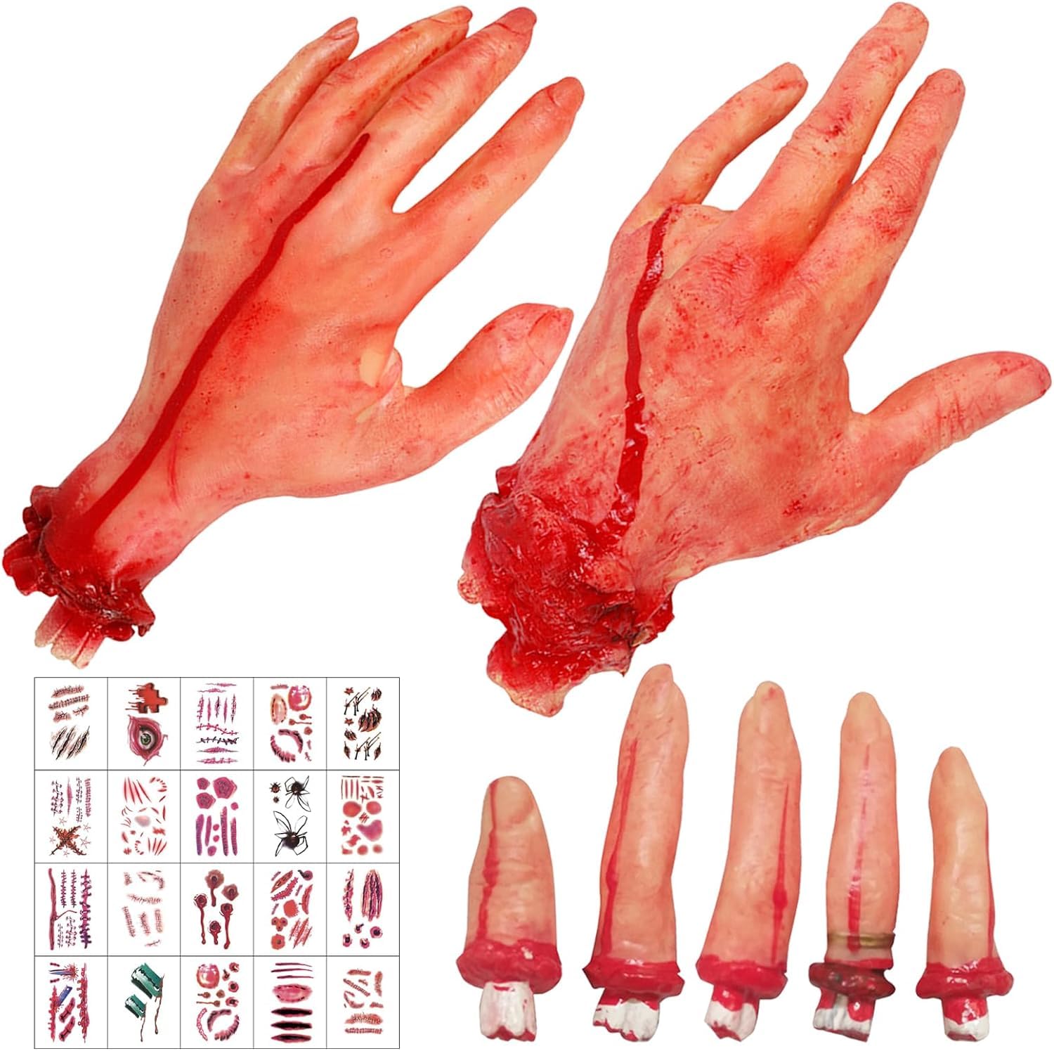 Abgetrennte Finger, 3 Stück Abgetrennte Hand Gebrochene Körperteile, Halloween Blut Requisiten Gefälschte, Daumen Finger Simuliert Kunststoff