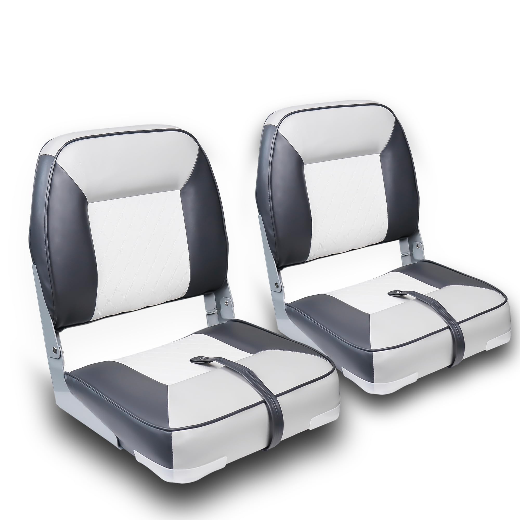 Vancus Boat Seats 2 Pack Low/High Back,Folding Fishing Waterproof Universal Pontoon Boat Seat Bass Tracker Boat Chairs