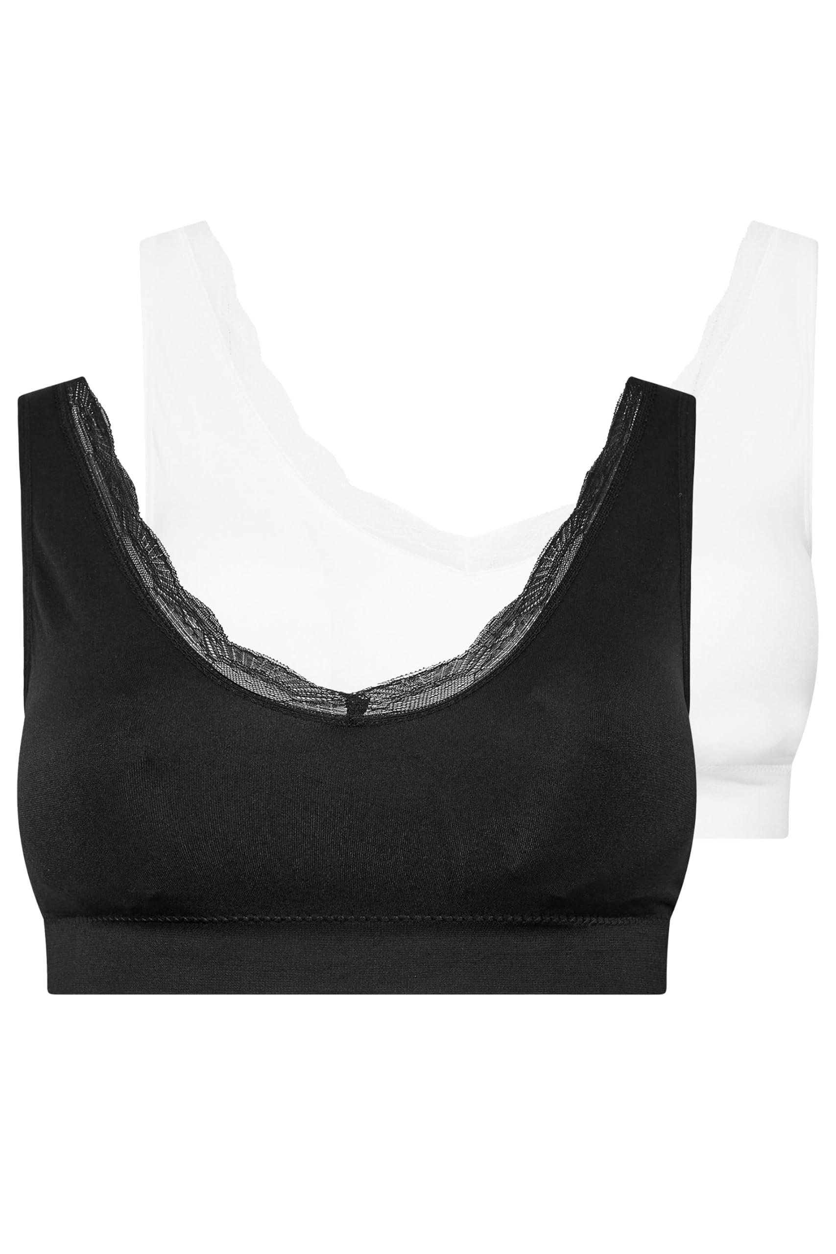 Yours Women's Black Lace Trim Seamless Bralette In | Size: 34/36