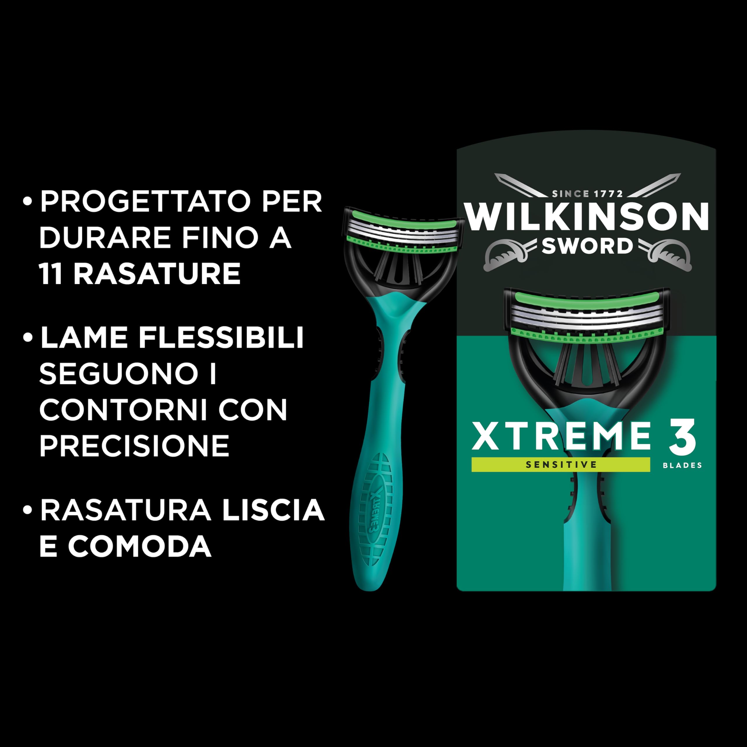 Wilkinson Sword Xtreme 3 Sensitive - confezione da 16+8 rasoi usa e getta da uomo