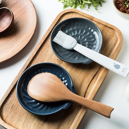 Miniatura 3 de Gomakren Soporte para cuchara para estufa, soporte de cuchara de porcelana para encimera de cocina, soporte para utensilios de cocina, soporte azul