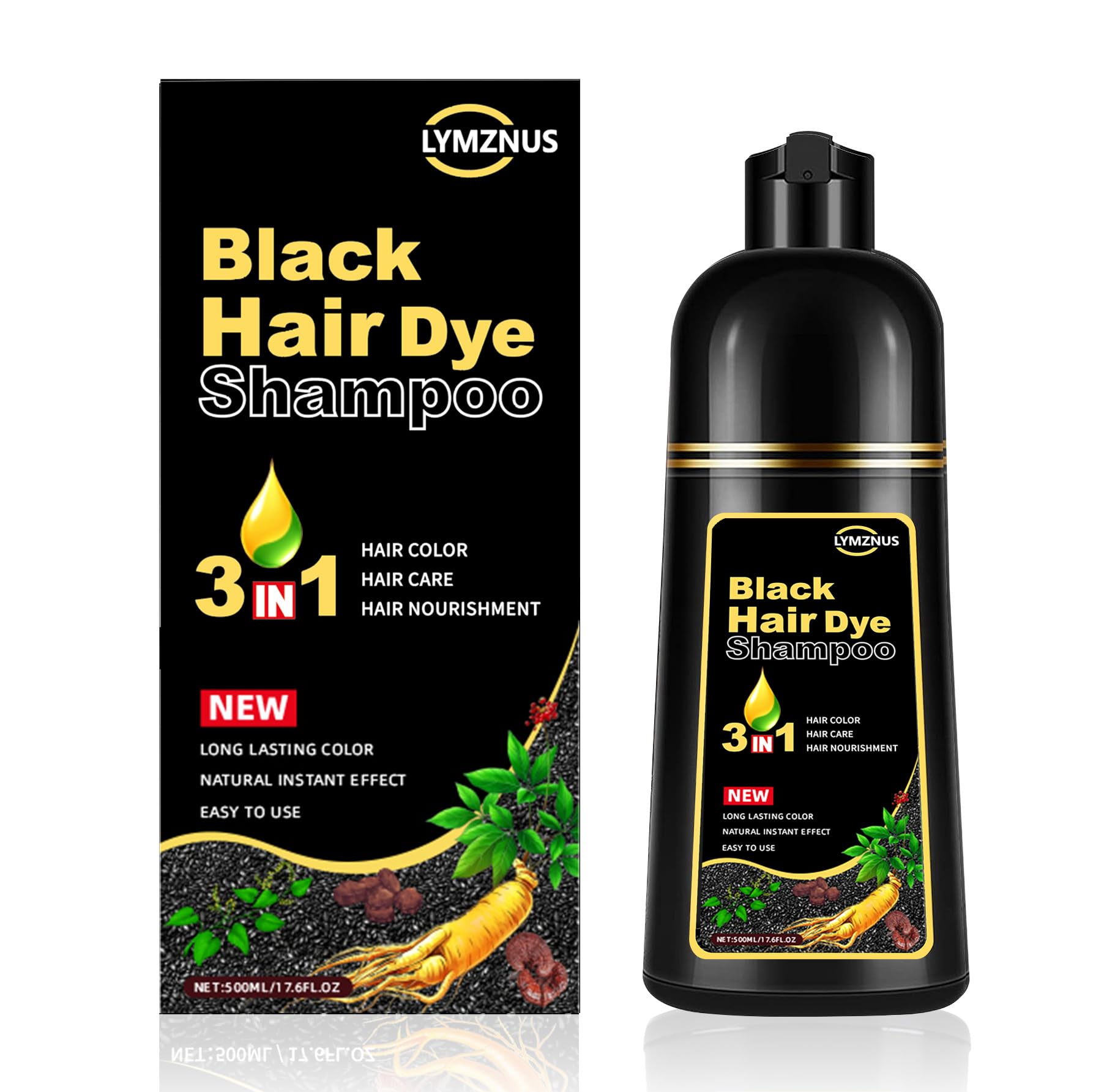 YUSEEK Cream Shampoo Black 350g✖️3 Amazon.com : lymznus Herbal Black Hair Dye Shampoo 3 in 1 for Gray