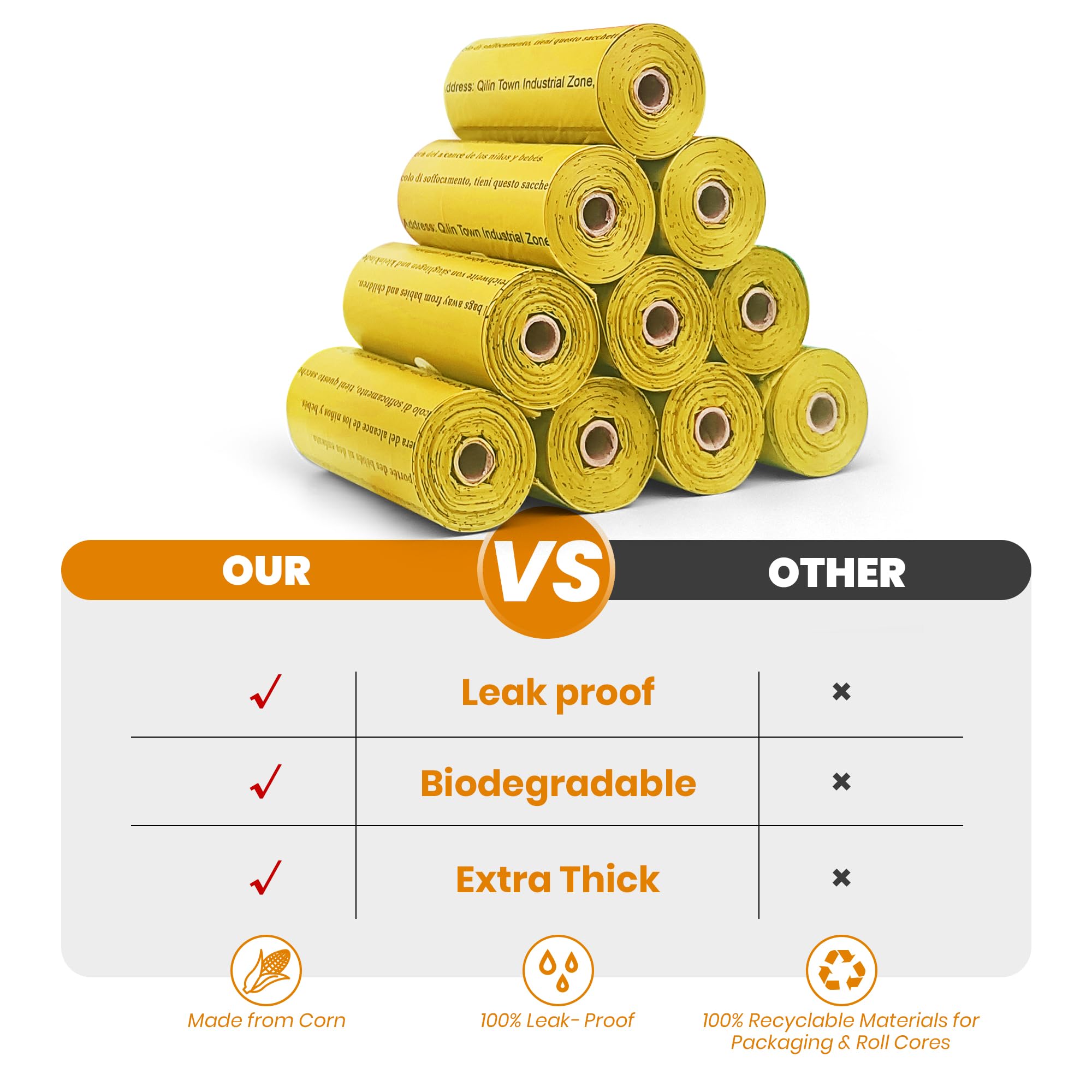 Dog Poop Bags Rolls-600 Counts (40 Rolls), Biodegradable Dog Poop Bags Made of Cornstarch - Image 2