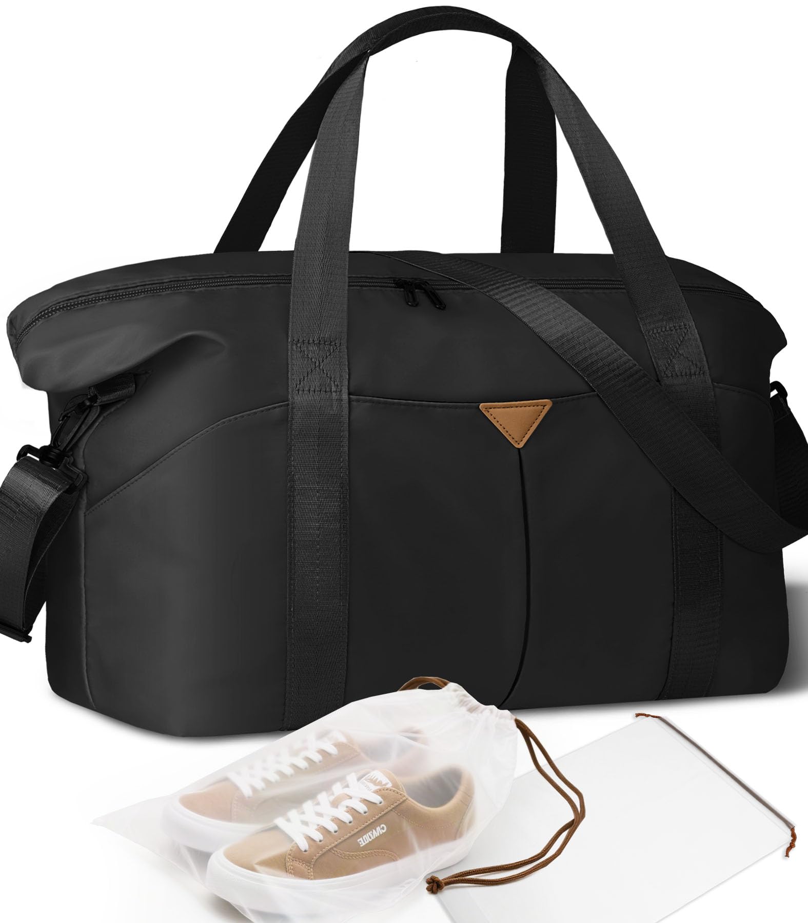 Duffle Bag for Travel with Trolley Sleeve, Gym Bag, Black