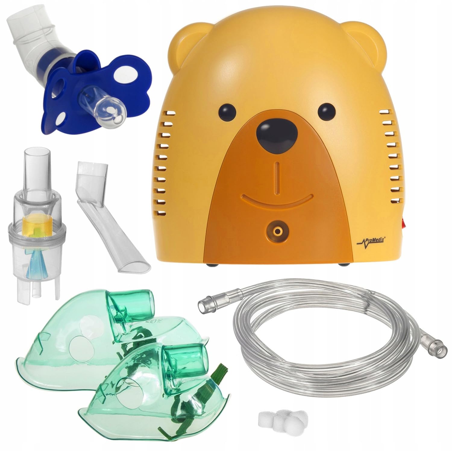 PR-811 - Inalatore per bambini e adulti, nebulizzatore per inalazione (orso), con ciuccio per bambini