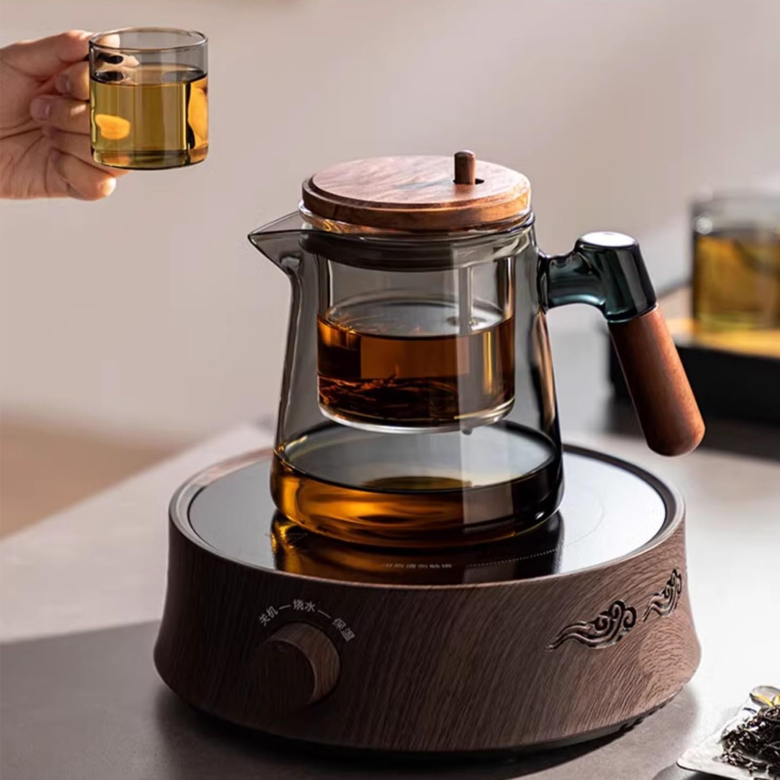 Teekanne Glas, 600ML Teekanne Mit Siebeinsatz, Borosilikatglas Teeservice Glasteekanne, Teekanne Glas Mit Edelstahl Siebeinsatz, Tee-Ei for Lose Blätter Teekanne(Transparent,12.2 * 10.7 * 8.5cm)