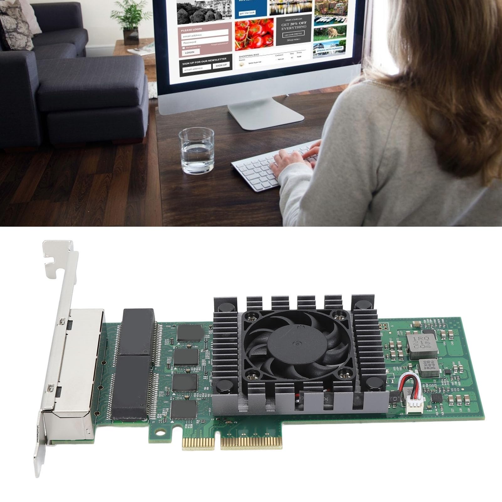 Tarjeta de Red PCIE X4 de 4 Puertos 100/1000bps de Alta Velocidad para Chip I211 Adaptador de Tarjeta de Red PCIE Gigabit para entornos industriales