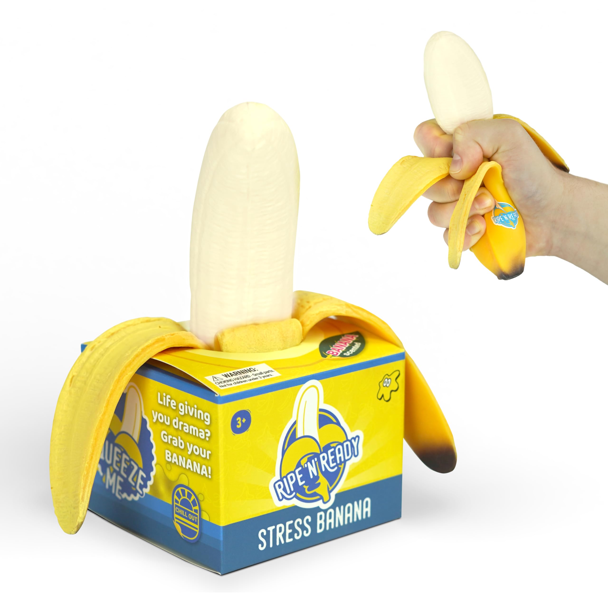 Ripe ’N Ready Stress Banana, Squishy 6" Bendable Banana Stress Toy, Fun Desk Squeeze, Gag Gift