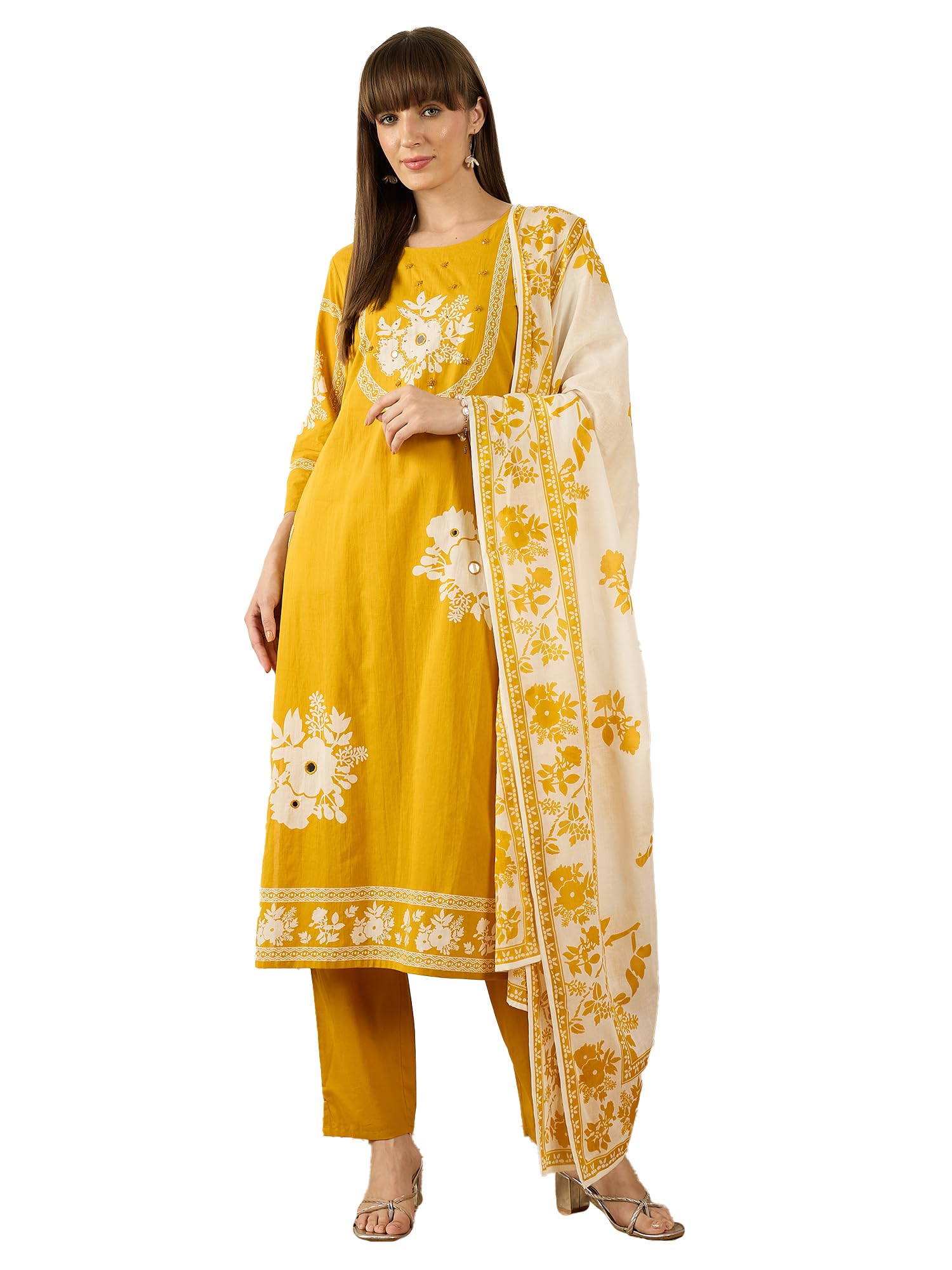 indo era Women Pure Cotton Kurta Set with Dupatta | Festive Suit Set, 12177-picture-34