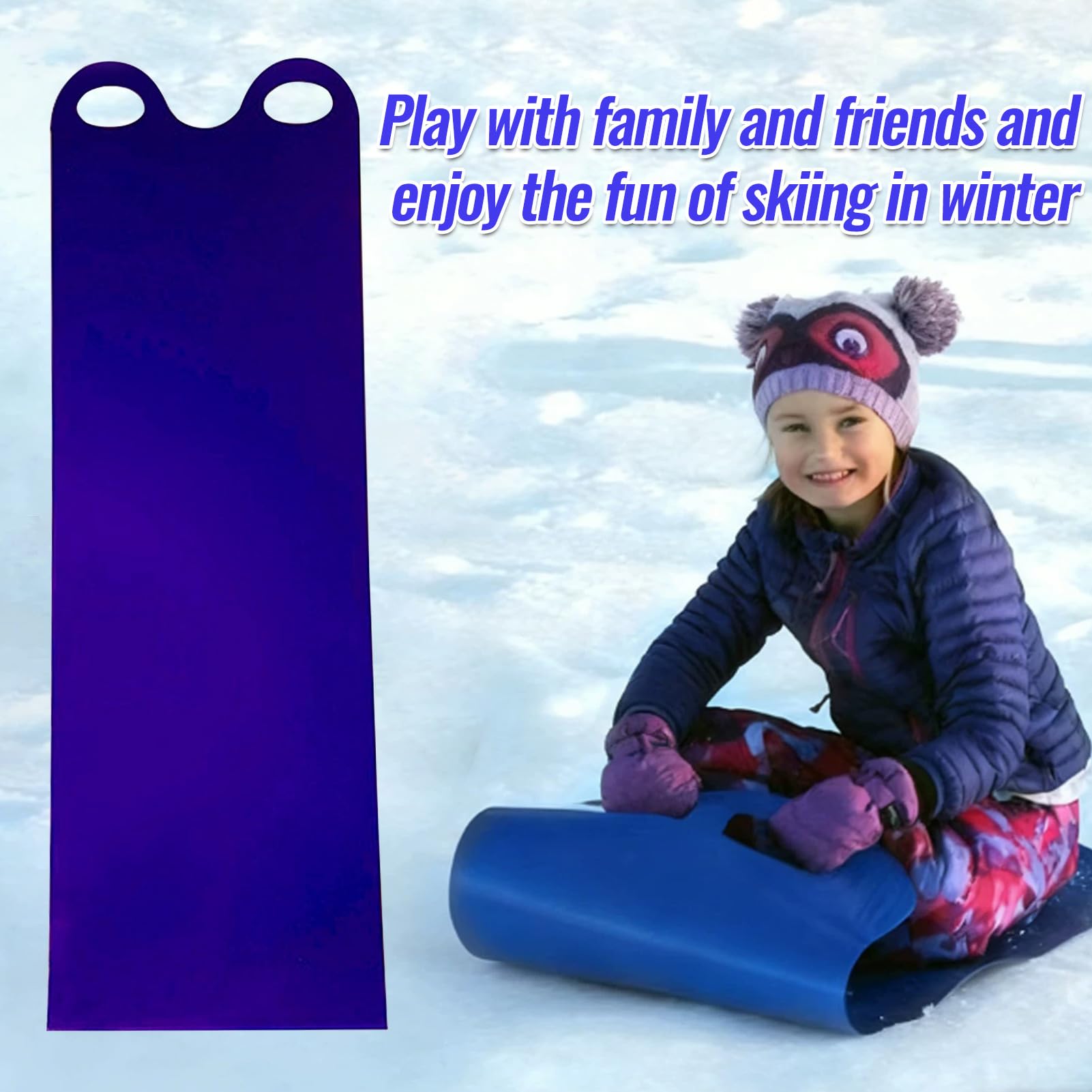 Snow Crazy Carpet Sleds for Kids, Winter Flying Carpet, Flexible Lightweight Roll Up Snow Sled Portable Rolling Snow Slider, Ski Board with Handles for Children Adult Winter Outdoor Sports — view 6