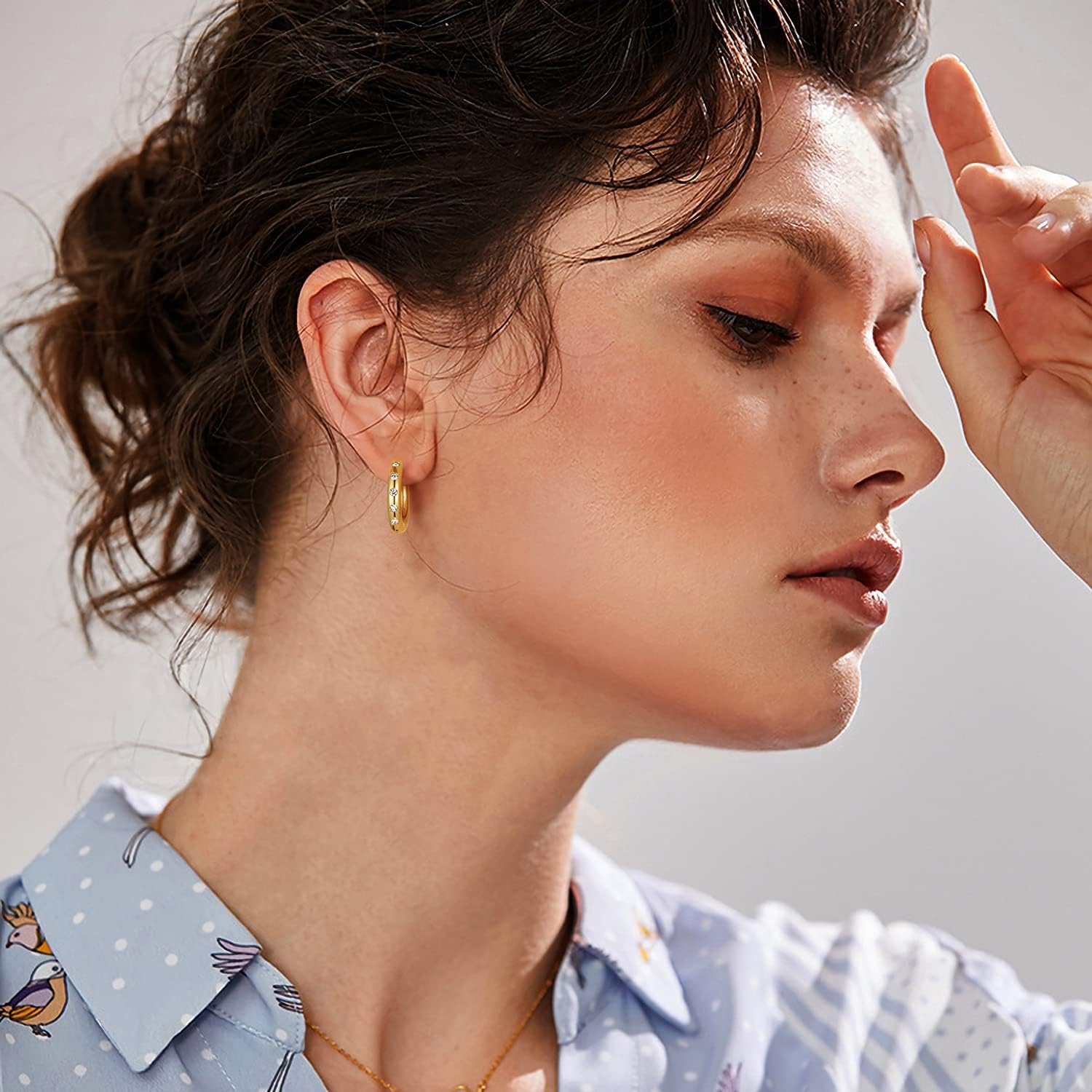 14K Gold Silver Plated Cubic Zirconia Chunky Hoop Earrings for Women, Simulated Diamond Girls Jewelry Gifts 4 14K Gold Silver Plated Cubic Zirconia Chunky Hoop Earrings for Women, Simulated Diamond Girls Jewelry Gifts