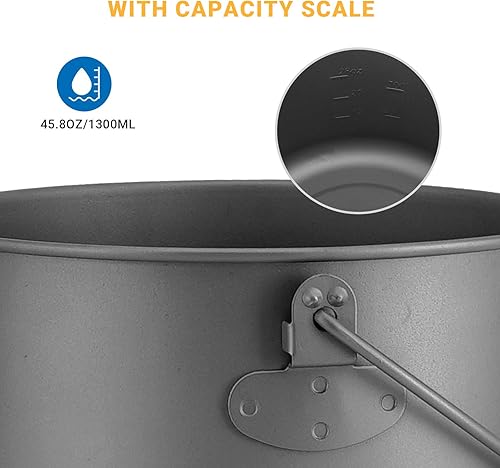 Miniatura 4 de COOK'N'ESCAPE Utensilios de cocina de titanio para acampar, kit de desorden de cantina, comedor de camping con olla y sartén, utensilios de cocina