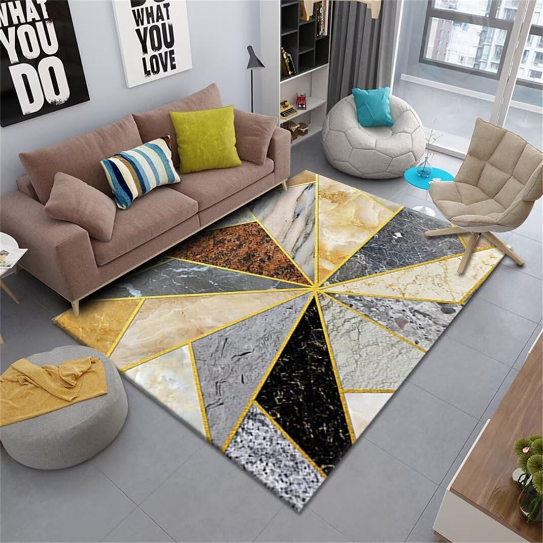 Tapis géométrique moderne lavable gris 120x160cm pour petit tapis salon