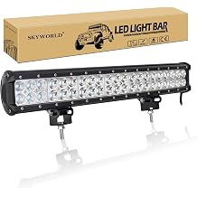 SKYWORLD 20 inch 126W LED Work Light Bar, Spot Flood Combo Beam 12V 24V Offroad Driving Lights Fog Lamp for 4x4 Truck Car ATV SUV Vehicle Boat Lighting, Waterproof 6000K White