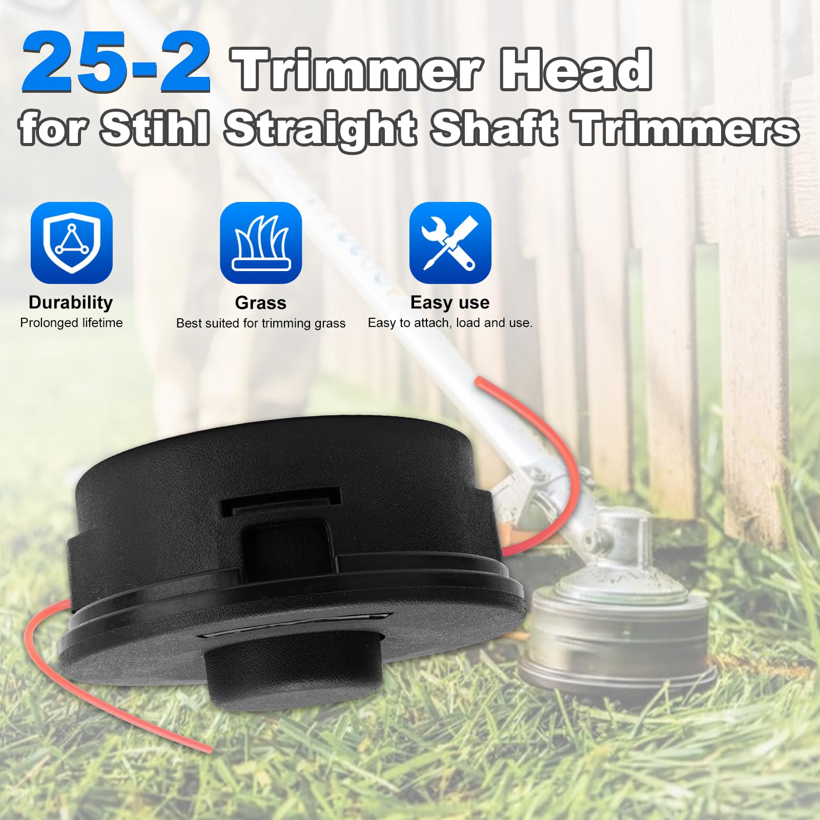 Paquete de 3 cabezales de recortadora 25-2 4002 710 2108 para desbrozadora de malas hierbas compatible con Stihl FS55 FS56 FS70 FS80 FS85 FS90 FS91R FS94R FS100RX FS110 FS111RX FS120 FS130 FS110 FS120