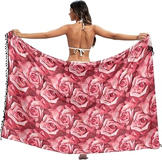 Coberturas geométricas para traje de baño de color rosa melocotón para mujer, cubierta de natación suave para mujer, falda de playa, 45 x 70 pulgadas