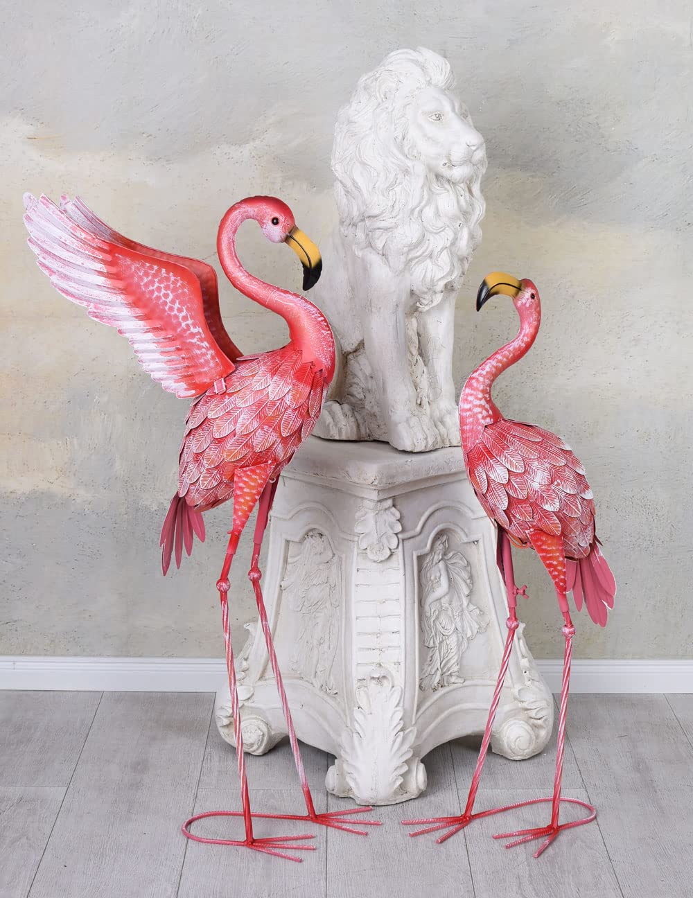 2 flamingi zestaw figurek flamingów ptak na palach figurka ogrodowa 94 cm metalowa figurka ogel dekoracyjny aja302 Palazzo ekskluzywny