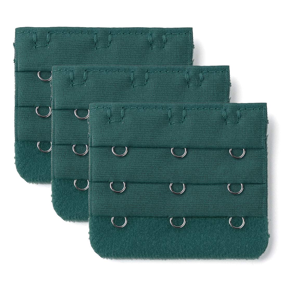sourcing map 3 Hook 3 Row Stretchy Bra Strap Extenders Buckle Hooks Bra Band for Women Peacock Color 3 pcs